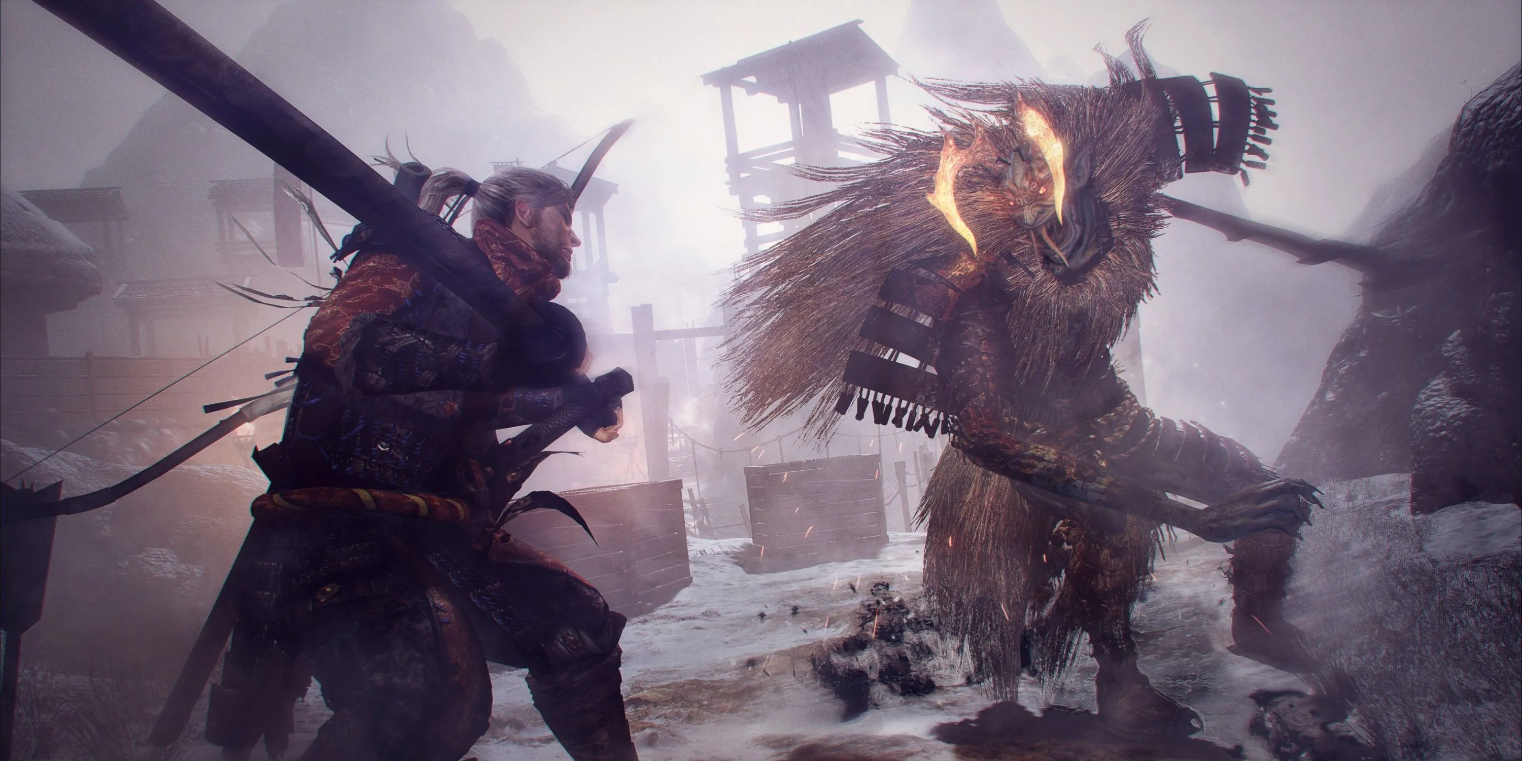 Cảnh chiến đấu samurai trong Nioh Remastered với hiệu ứng kỹ năng đẹp mắt.