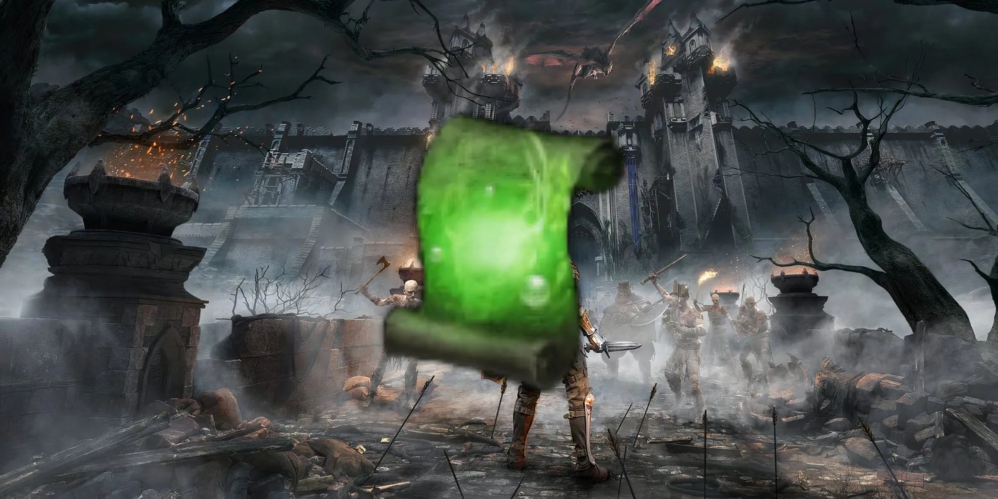Đám mây độc Poison Cloud bao trùm kẻ địch trong Demon's Souls