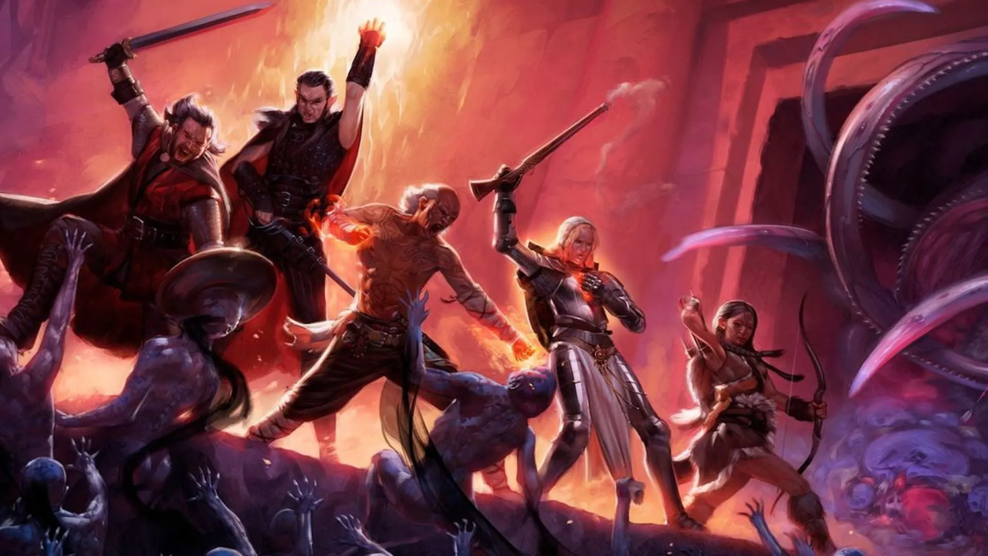 Dàn nhân vật Pillars of Eternity trong một trận chiến cRPG cổ điển