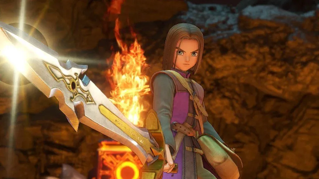 Nhân vật chính Hero cầm kiếm trong Dragon Quest 11 S Echoes of an Elusive Age