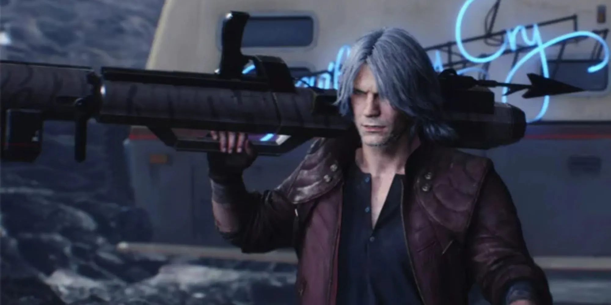 Nhân vật Dante trong Devil May Cry 5 với thanh kiếm Rebellion và khẩu súng Ebony &amp; Ivory quen thuộc