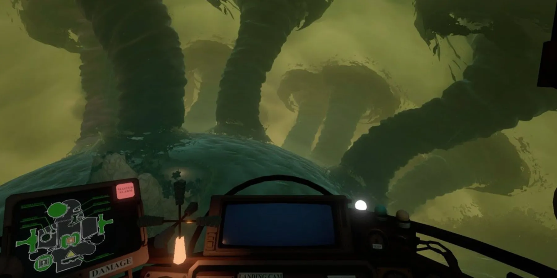 Phi thuyền của người chơi trong Outer Wilds khám phá một hành tinh lạ