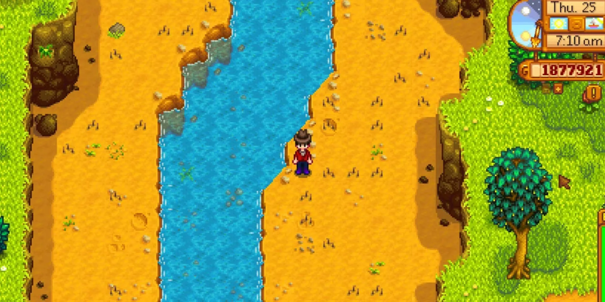 Sử dụng Chảo đãi quặng để tìm kiếm vật phẩm trong Stardew Valley