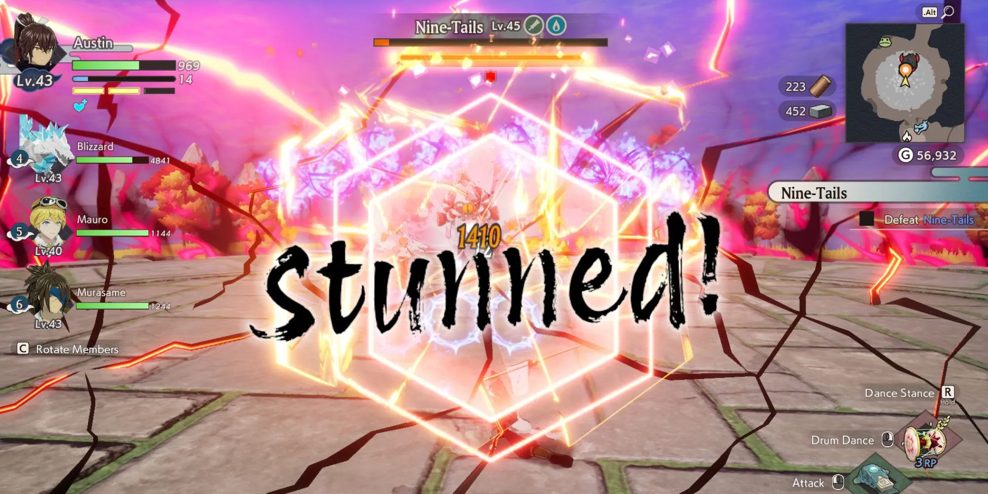 Gây choáng boss Cửu Vĩ Hồ (Nine-Tails) trong Rune Factory Guardians of Azuma