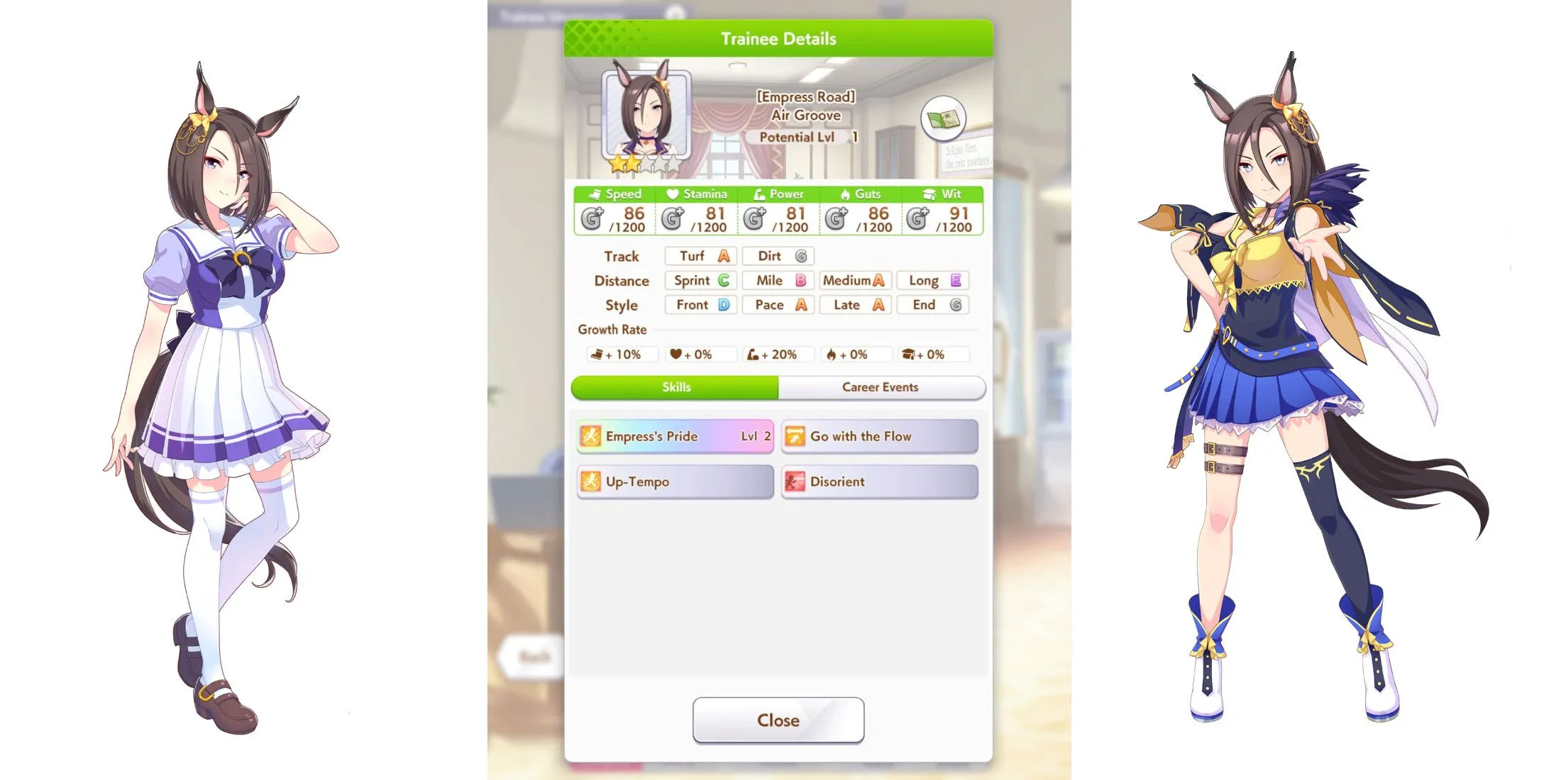 Air Groove trong Umamusume Pretty Derby trên đường đua