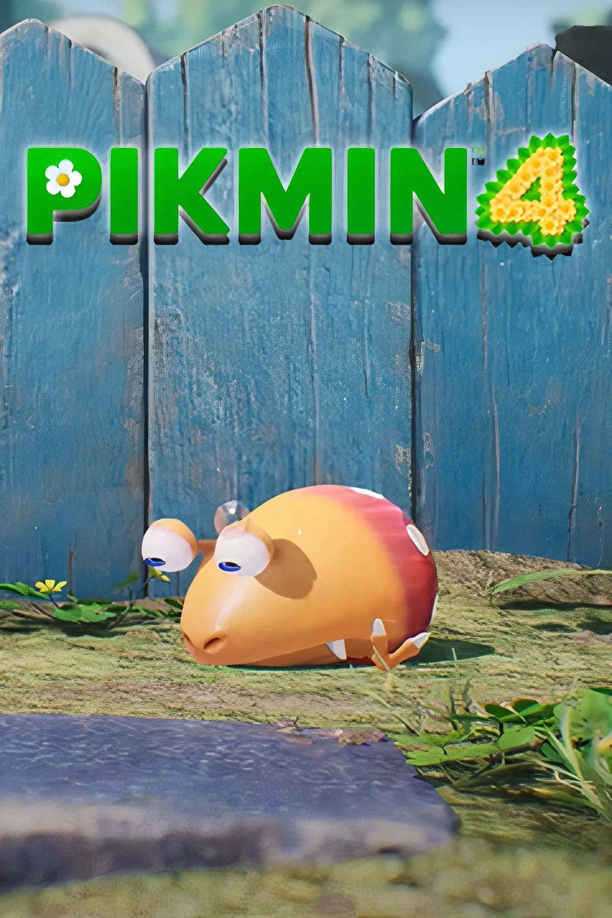 Ảnh bìa game chiến thuật Pikmin 4 trên Nintendo Switch, với Olimar và các Pikmin cùng đồng hành Oatchi