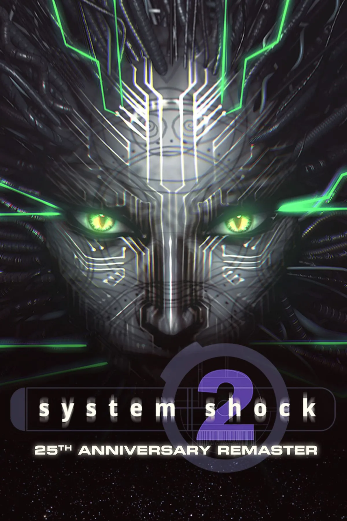 Ảnh bìa System Shock 2: 25th Anniversary Remaster, thể hiện sự trở lại của huyền thoại kinh dị FPS.