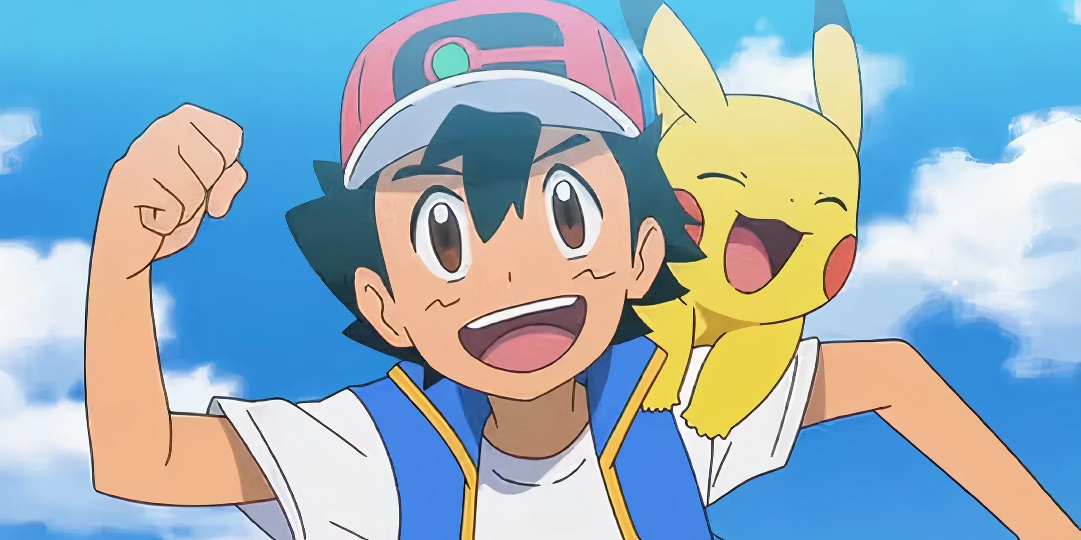 Ash và Pikachu vui vẻ chạy, biểu tượng cho khát vọng trở thành người giỏi nhất trong thế giới Pokemon.