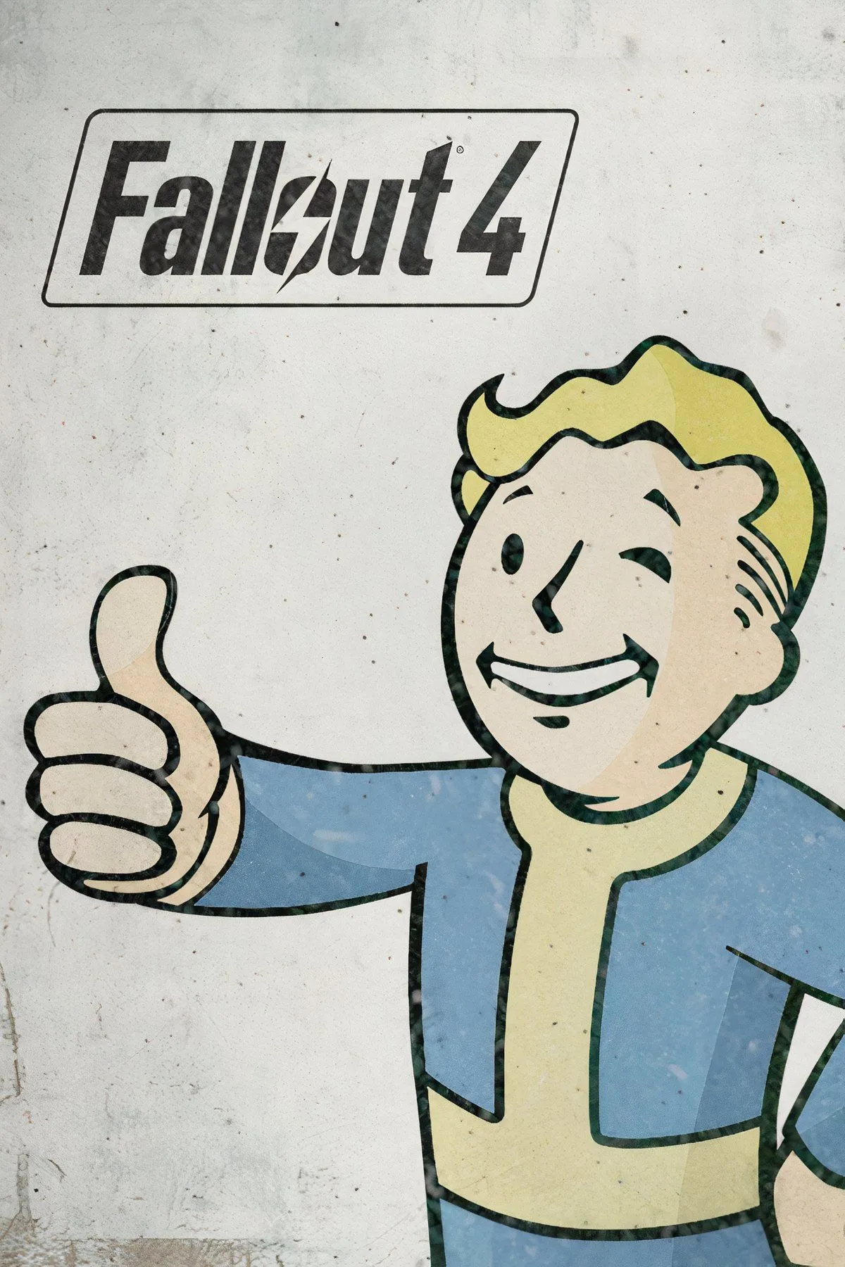 Bìa game Fallout 4 với người sống sót cuối cùng và chú chó đồng hành Dogmeat, trong bối cảnh hậu tận thế.