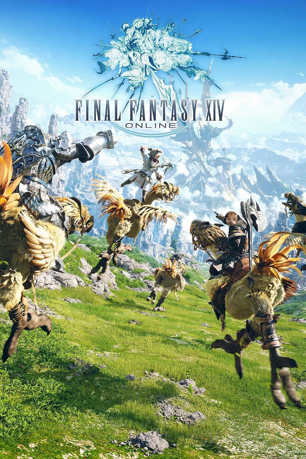 Bìa trang thẻ tổng hợp thông tin về Final Fantasy XIV, giới thiệu game nhập vai trực tuyến nổi tiếng.