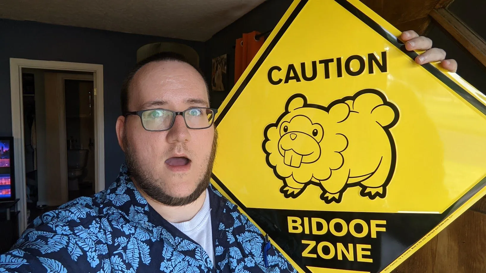 Biển báo &quot;BIDOOF ZONE&quot; thể hiện niềm đam mê sưu tầm đồ Pokemon của game thủ