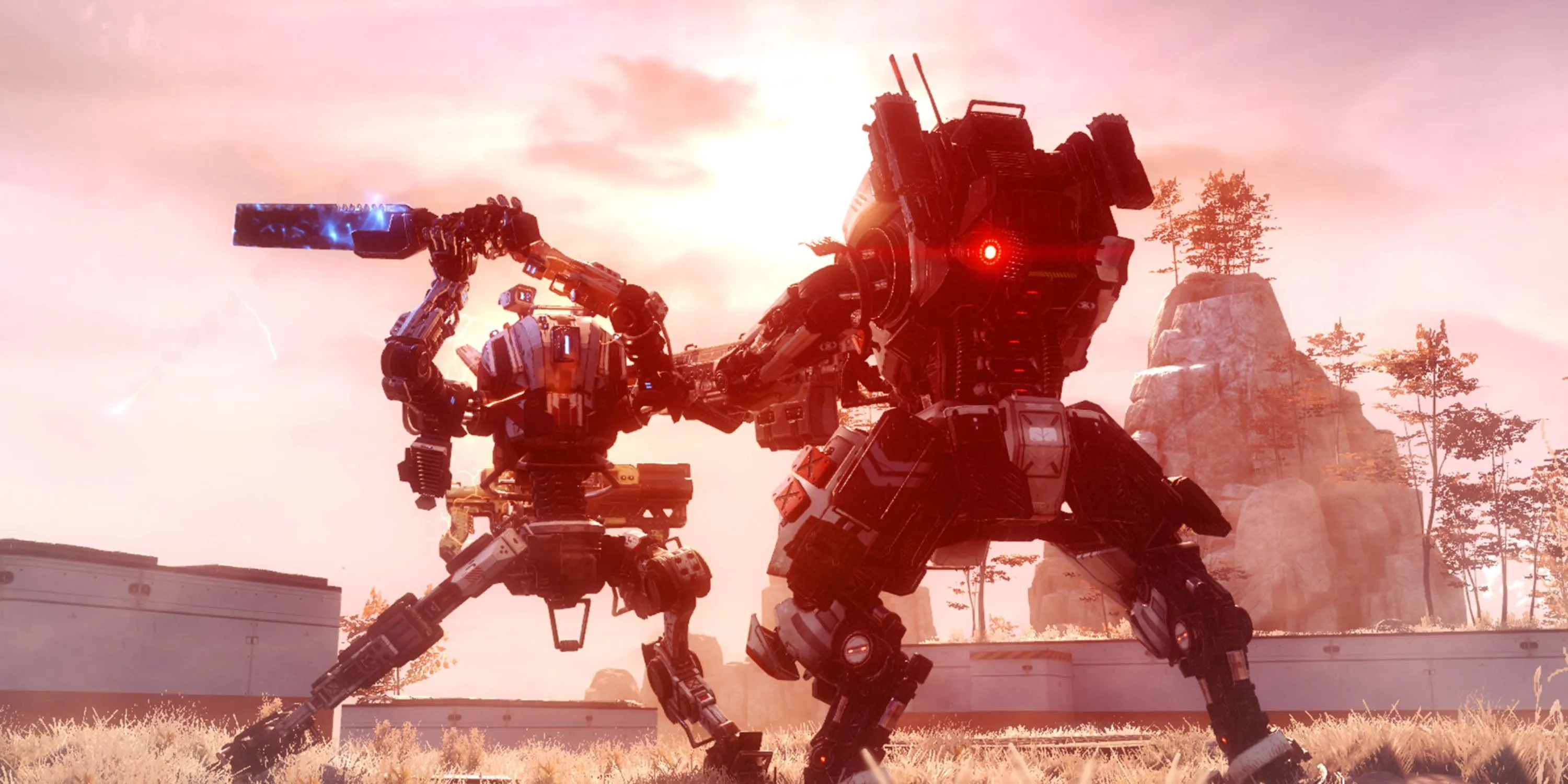 Cảnh chiến đấu cận chiến giữa các mech trong Titanfall 2, nơi hacker có thể phá hoại trải nghiệm
