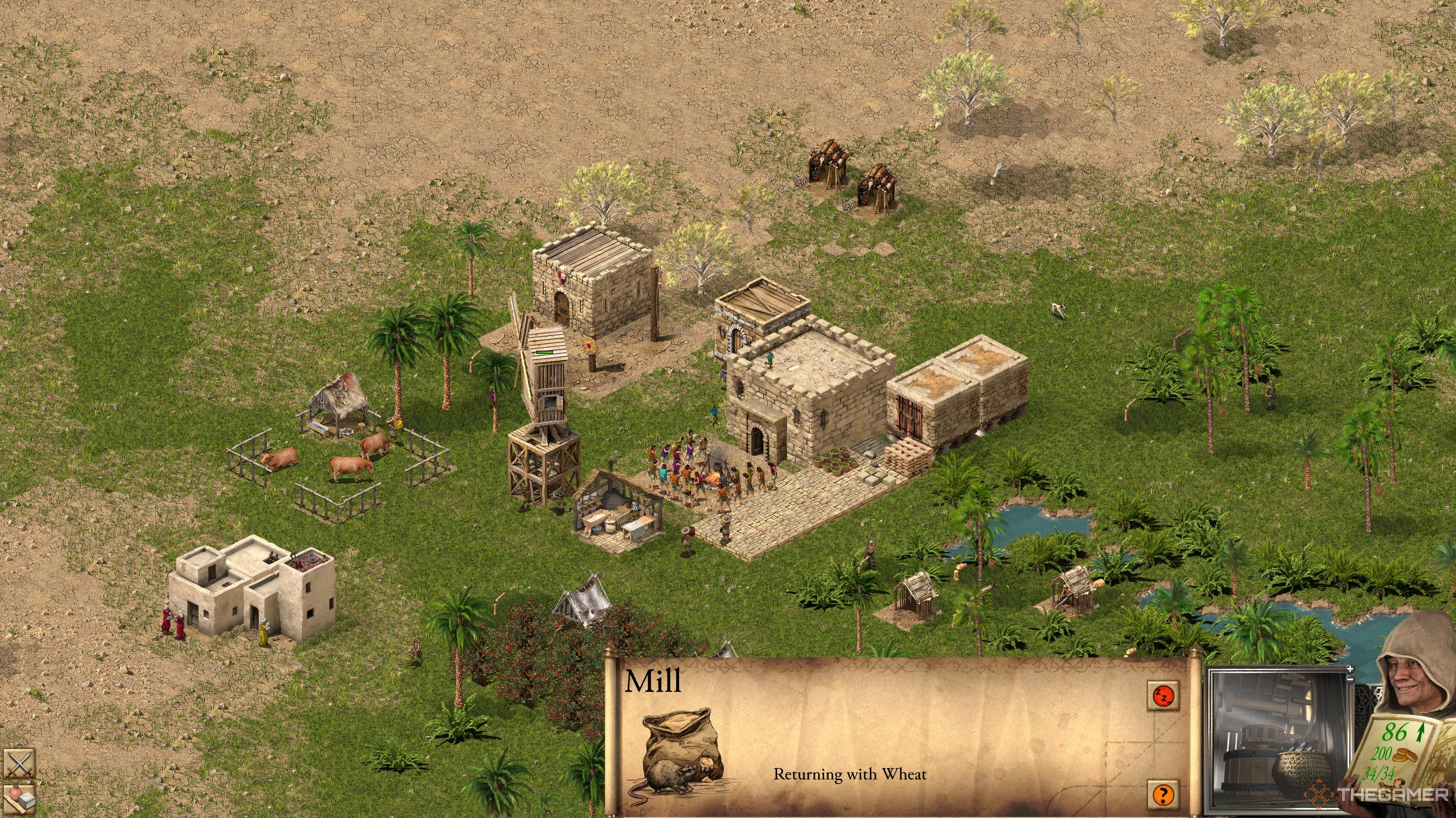 Cối xay gió, biểu tượng của chuỗi sản xuất bánh mì hiệu quả trong Stronghold Crusader Definitive Edition.