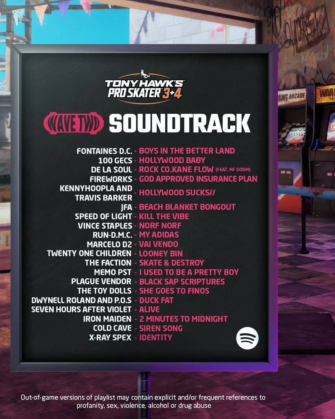 Danh sách các bài hát mới trong soundtrack của Tony Hawk's Pro Skater 3+4 Remake, gây nhiều tranh cãi trong cộng đồng game thủ.