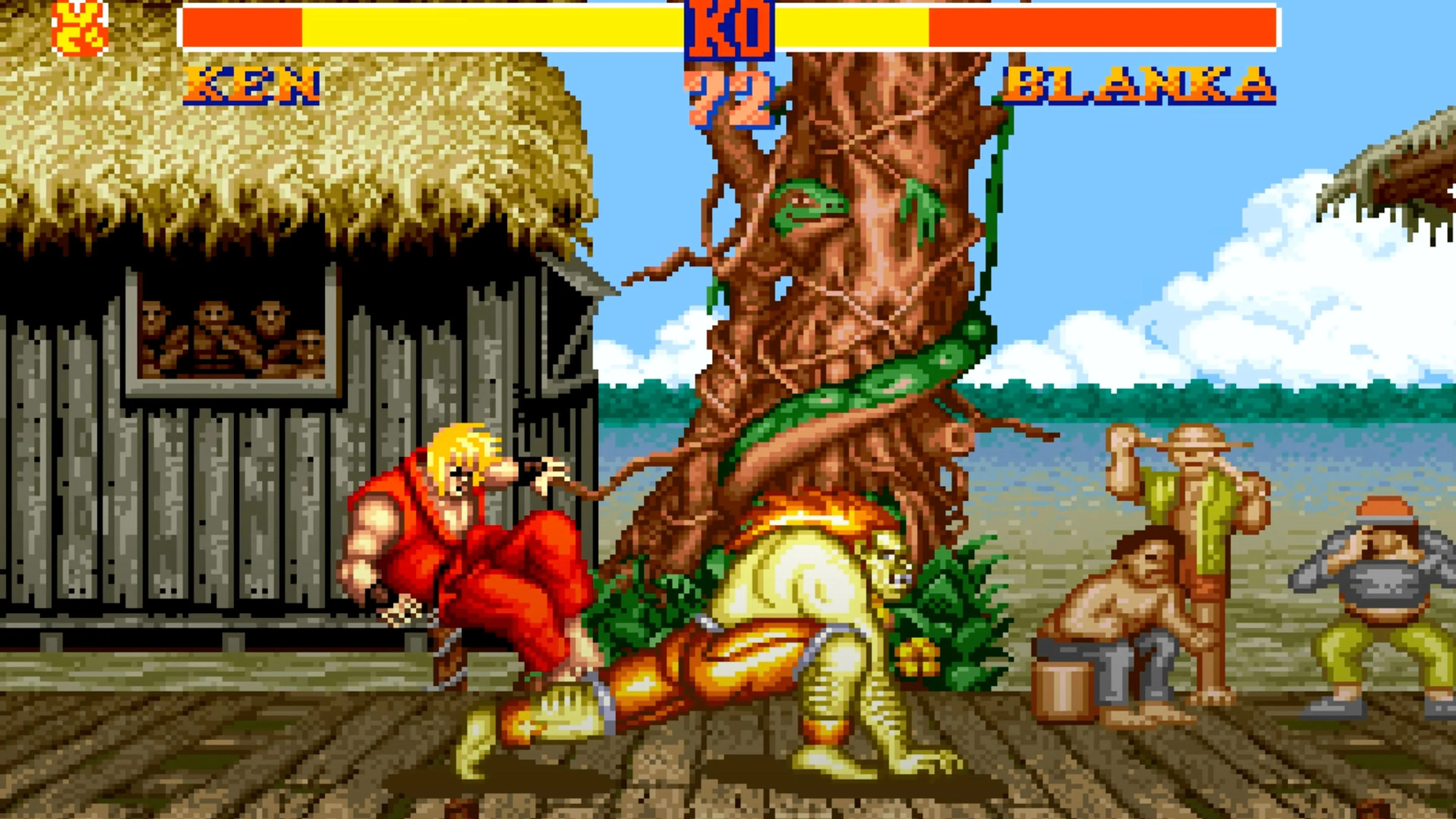 Đấu trường thi đấu với nhân vật Zangief trong Street Fighter II, cảnh gameplay chiến đấu
