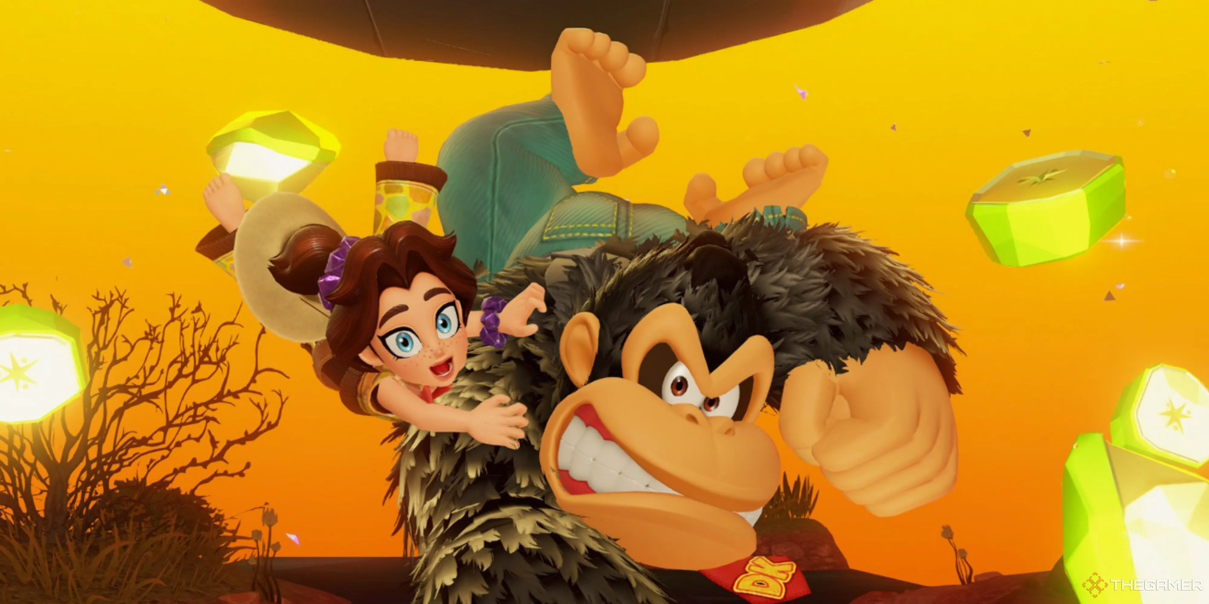 Donkey Kong ăn mừng với Pauline trong Bananza