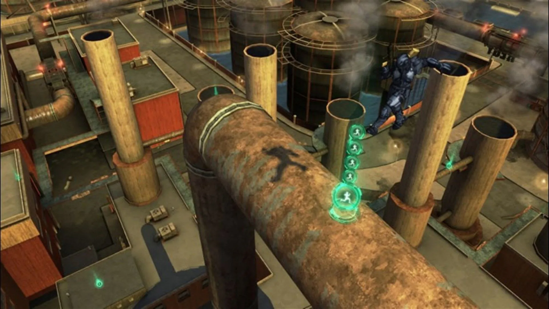 Gameplay của Crackdown 2 với đặc vụ sử dụng sức mạnh siêu phàm để tấn công kẻ thù.