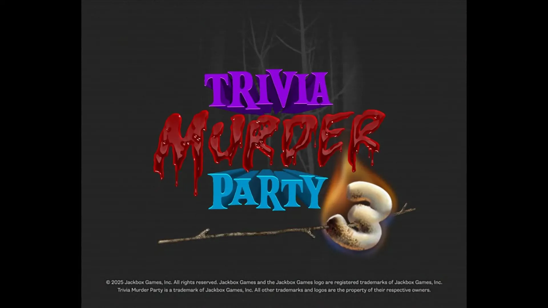Giao diện chính của game Trivia Murder Party 3, cho thấy phong cách đồ họa đặc trưng và không khí kinh dị vui nhộn, minh họa cho thông báo trì hoãn ngày ra mắt.