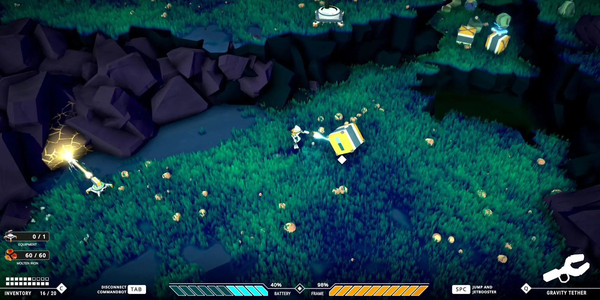 Giao diện game Orbiteers: Xây dựng trạm không gian với các mô-đùn kết nối trên lưới lục giác, nhìn từ quỹ đạo Trái Đất.