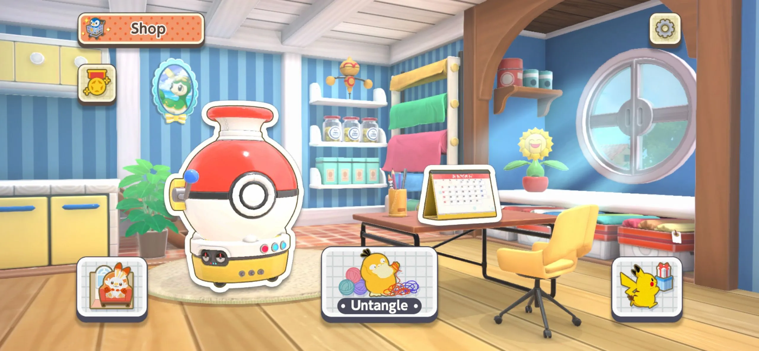 Giao diện một màn giải đố cơ bản trong Pokemon Friends, nơi người chơi phải nối các đường để hoàn thành thử thách.