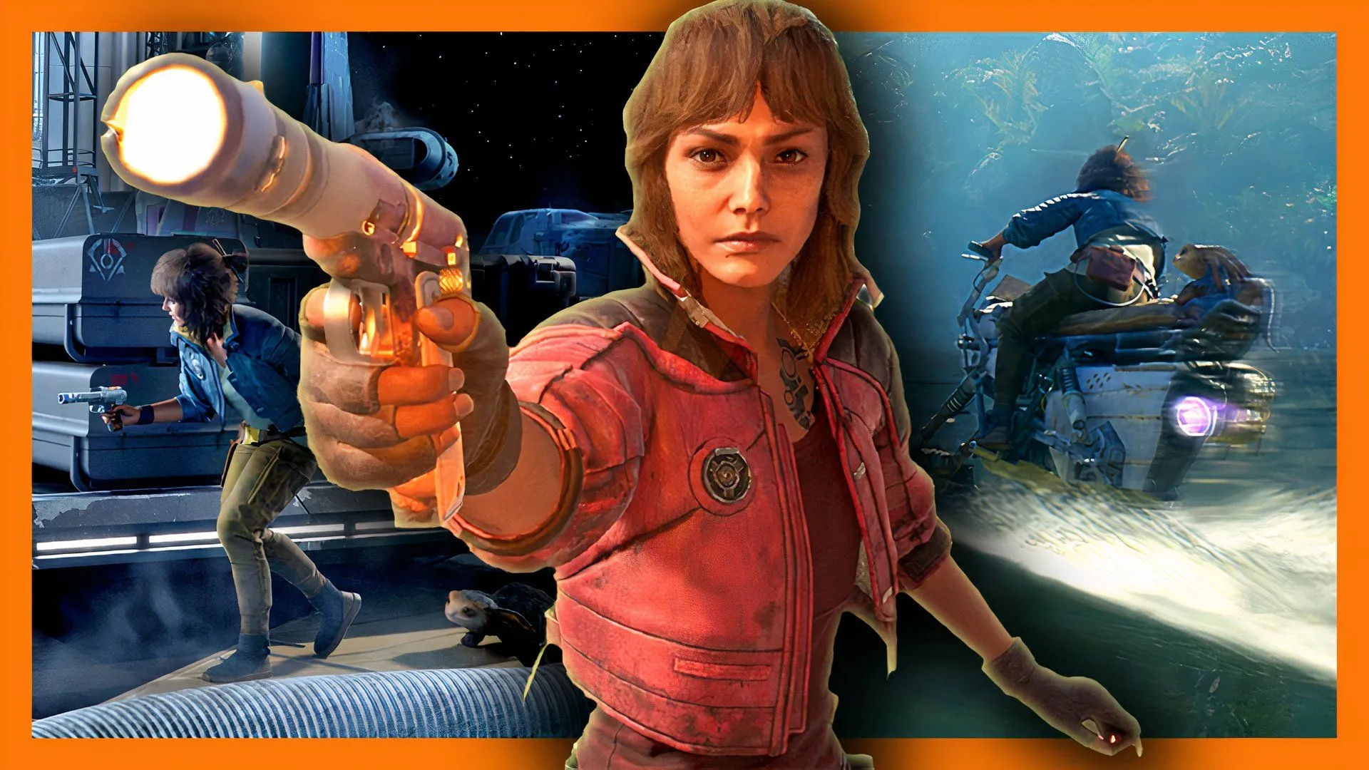 Góc quay từ phía sau nhân vật chính Kay Vess trong Star Wars Outlaws, minh họa những cải tiến đồ họa và tối ưu hiệu năng mà Ubisoft đã triển khai.