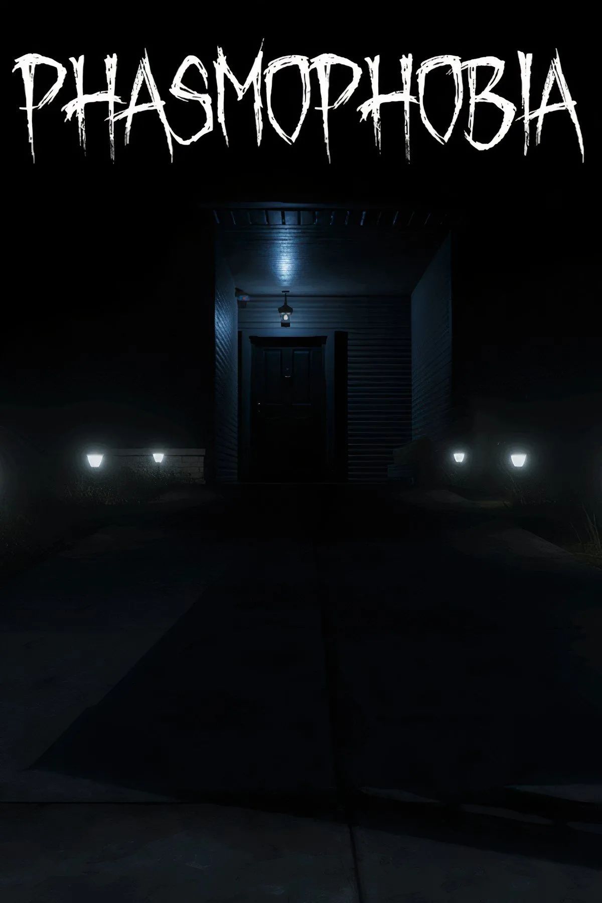 Hình ảnh bìa game Phasmophobia, thể hiện không khí ma quái và các công cụ săn ma quen thuộc.