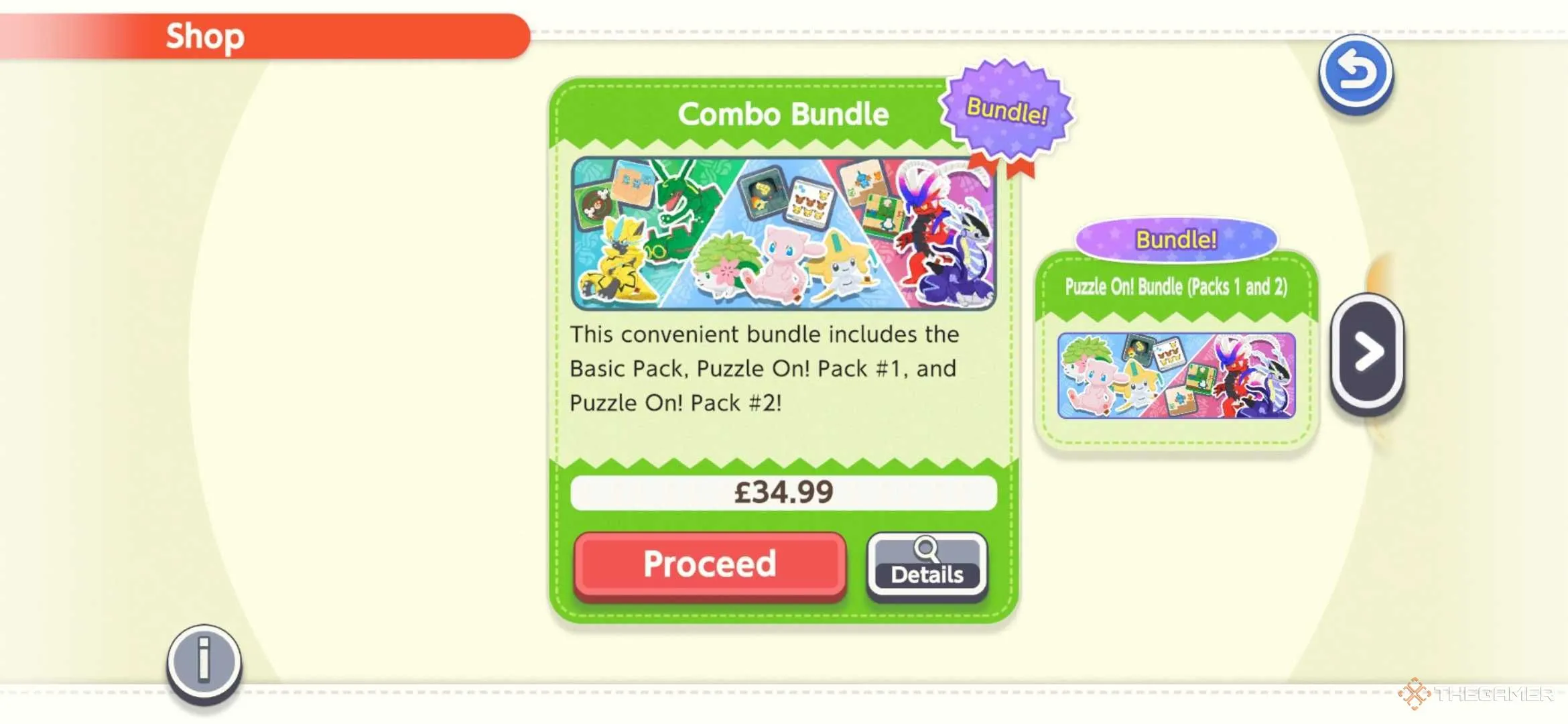 Hình ảnh giao diện gói Combo Bundle trong Pokemon Friends, cho thấy lựa chọn mua trọn bộ DLC với giá ưu đãi.