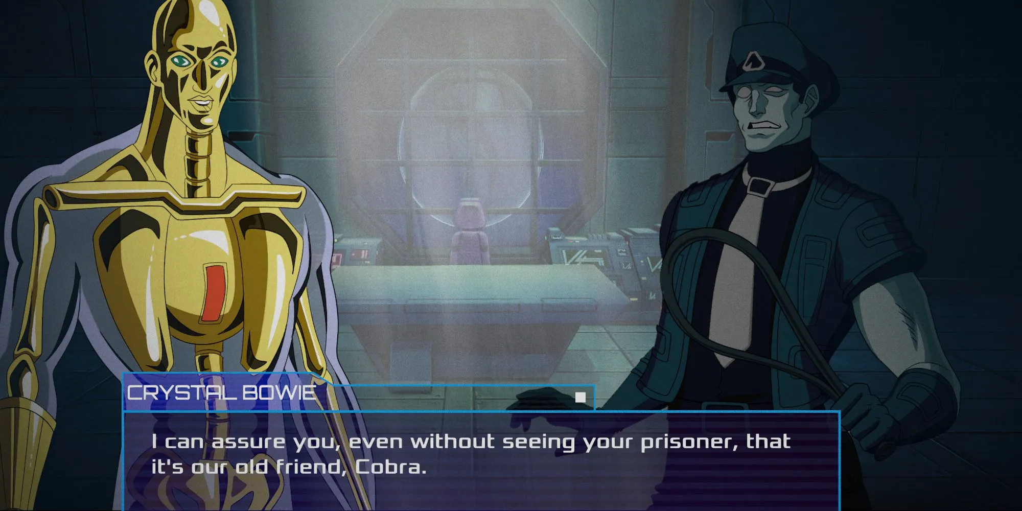 Hình ảnh nhân vật Cobra đối đầu Crystal Bowie trong game Space Adventure Cobra The Awakening