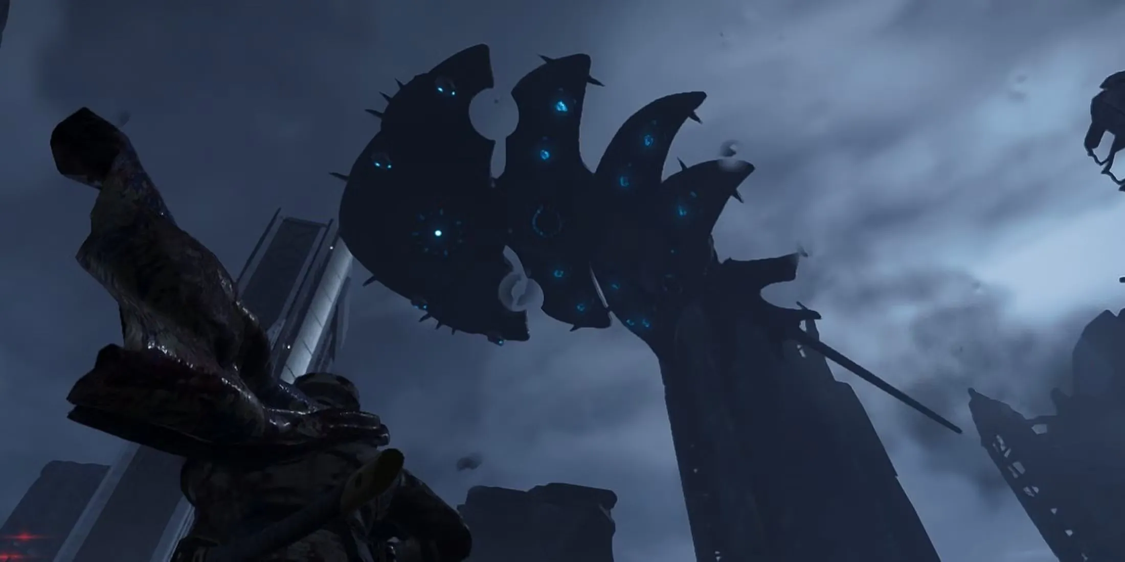 Hình ảnh quái vật Leviathan khổng lồ bay trên bầu trời, tượng trưng cho những hiểm nguy khó lường trong Helldivers 2