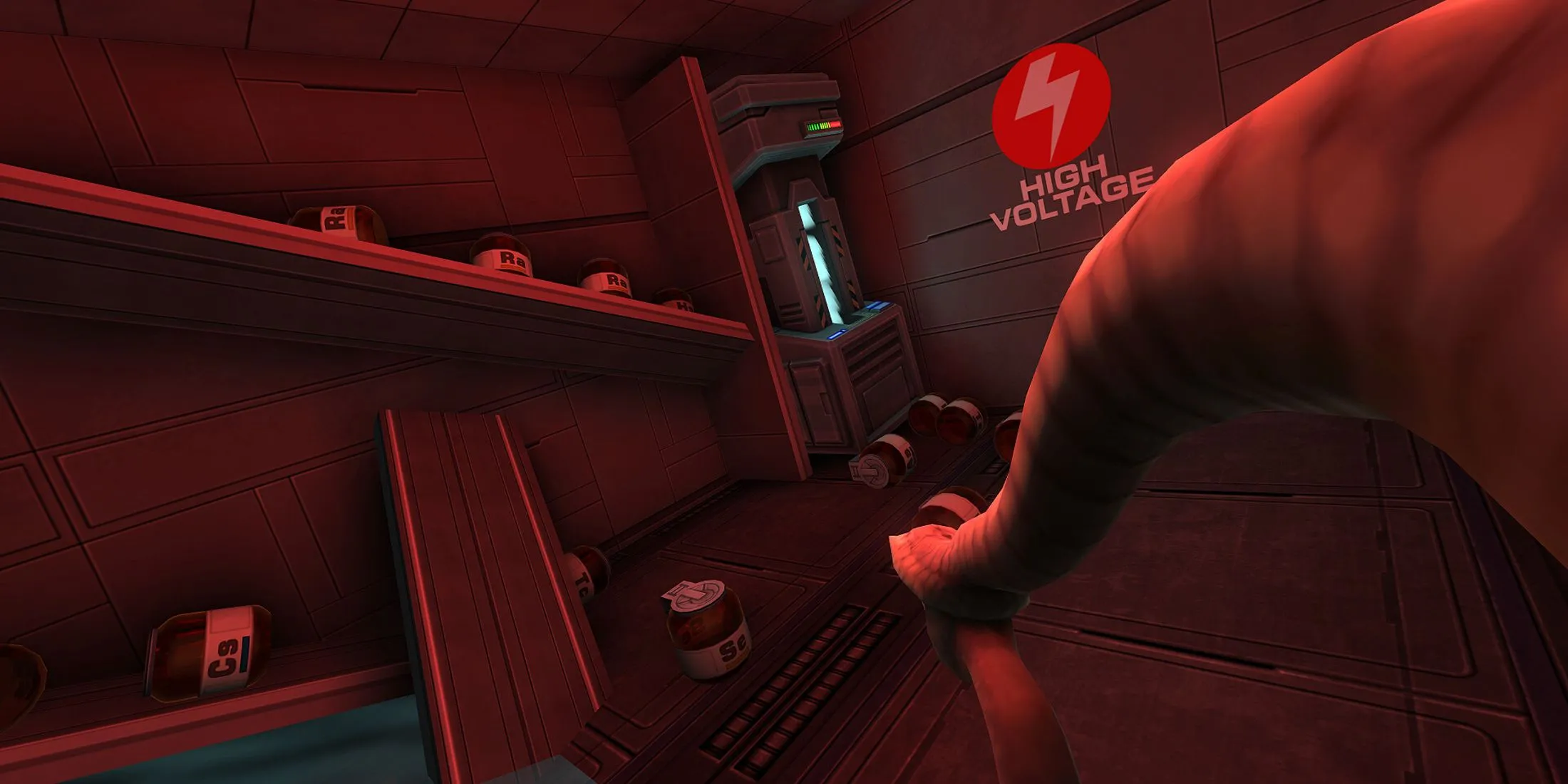 Khu vực nguy hiểm 'High Voltage' trong System Shock 2 Remastered, nhấn mạnh môi trường game đầy rẫy cạm bẫy.