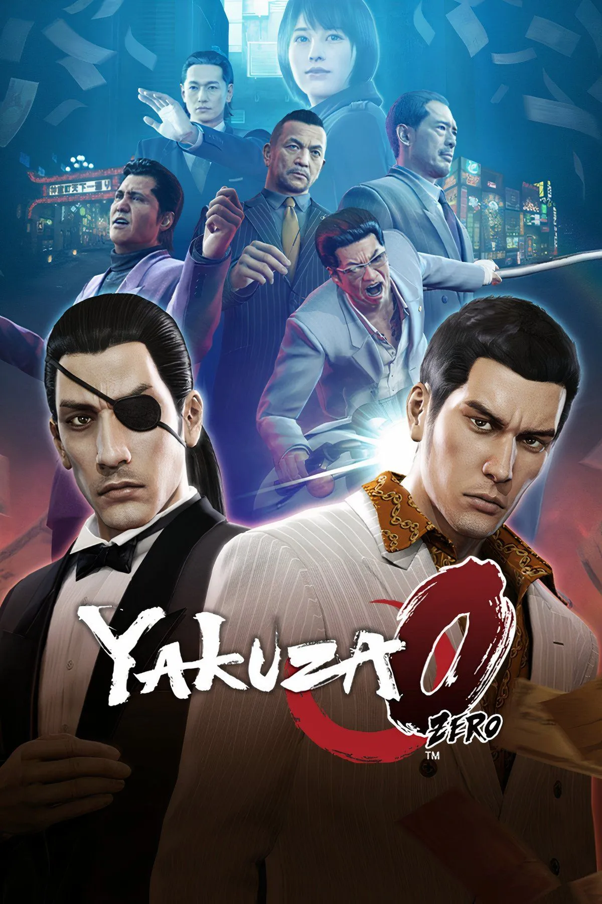 Khung cảnh đường phố Kamurocho trong Yakuza 0 với đèn neon và người đi bộ, minh họa thế giới mở đô thị của game.