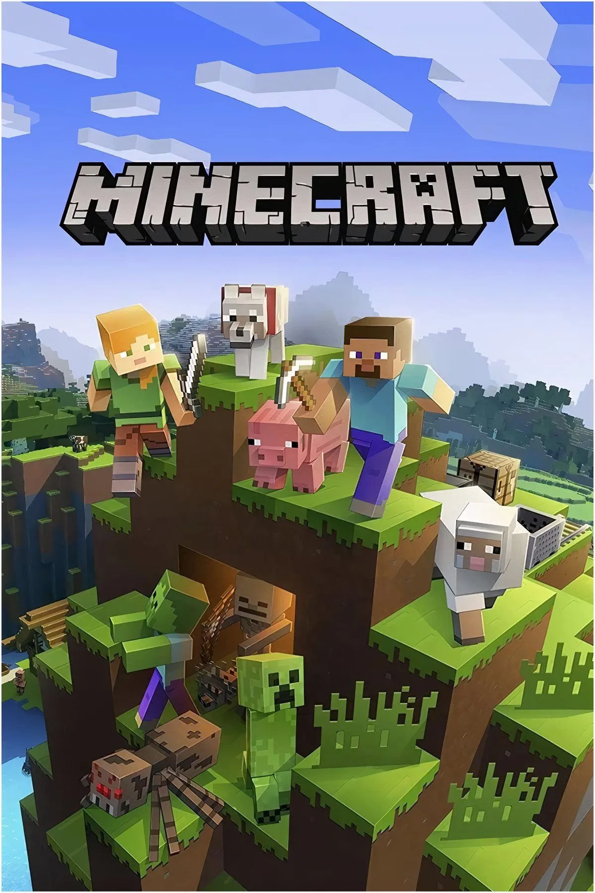 Khung cảnh thế giới Minecraft với các khối vuông đặc trưng, biểu trưng cho bản đồ game có kích thước gần như vô hạn.