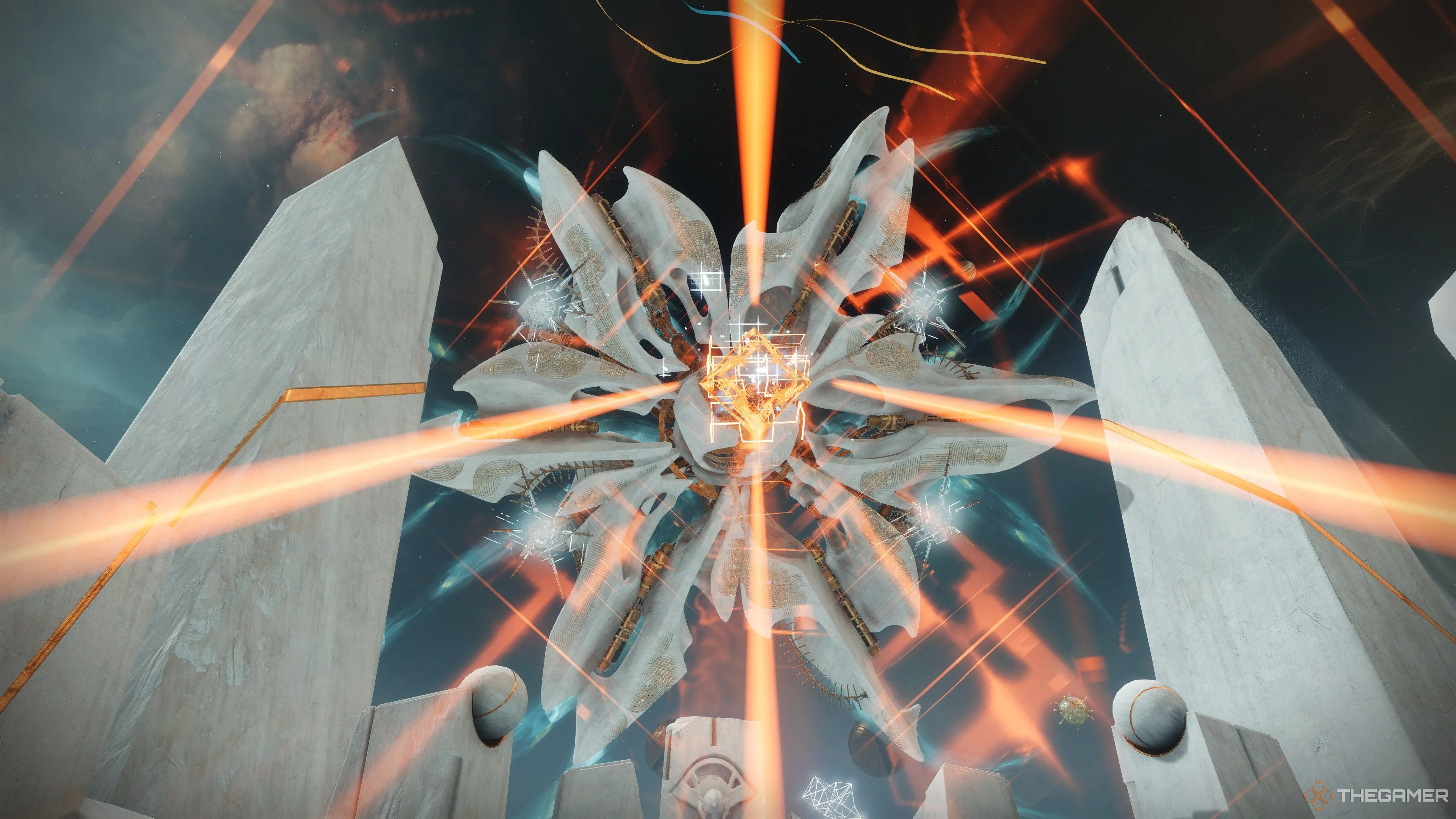 Koregos chuẩn bị tấn công bằng tia laser trong Destiny 2 Desert Perpetual raid