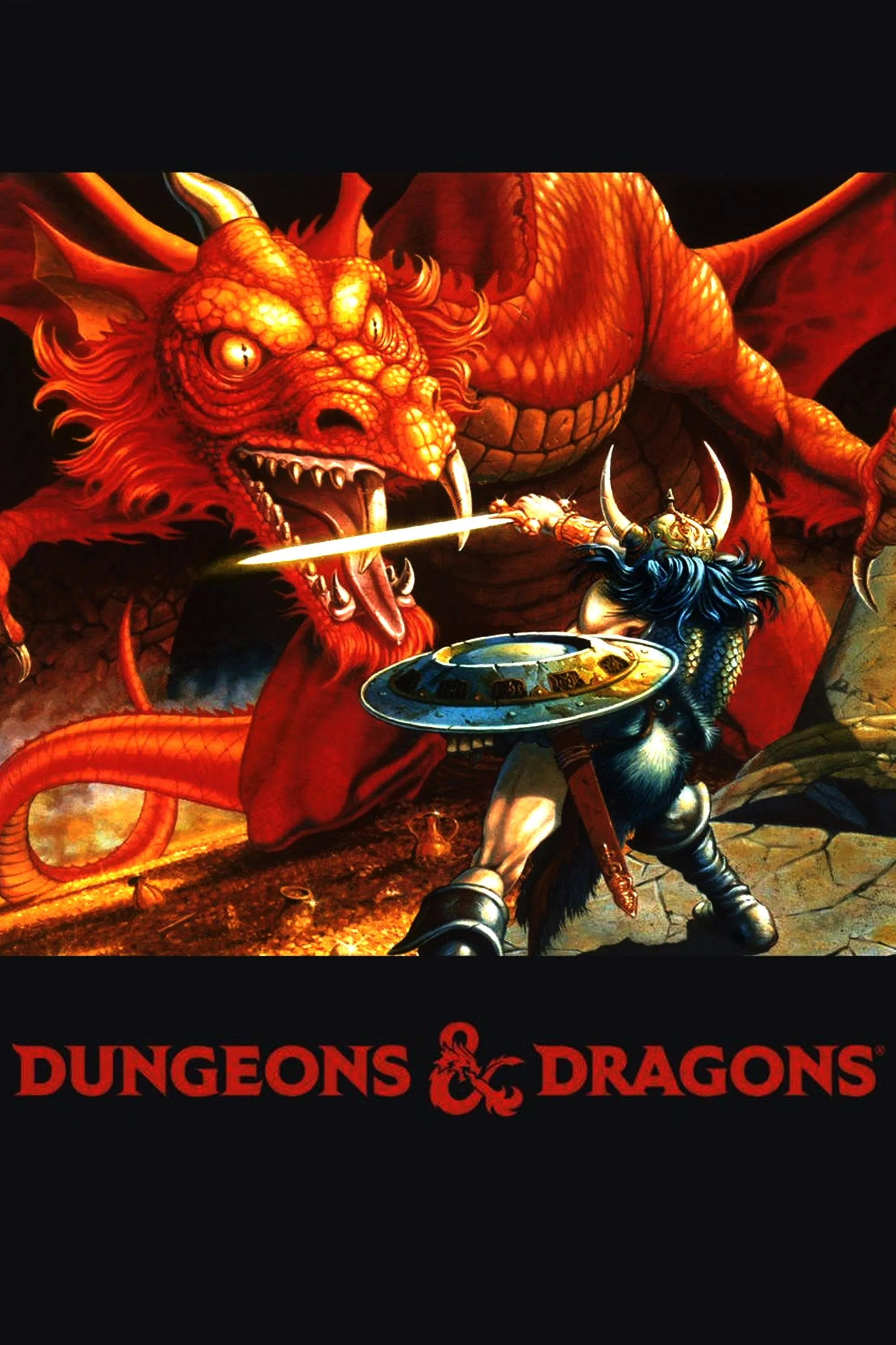 Logo Dungeons &amp; Dragons trên nền vàng đậm