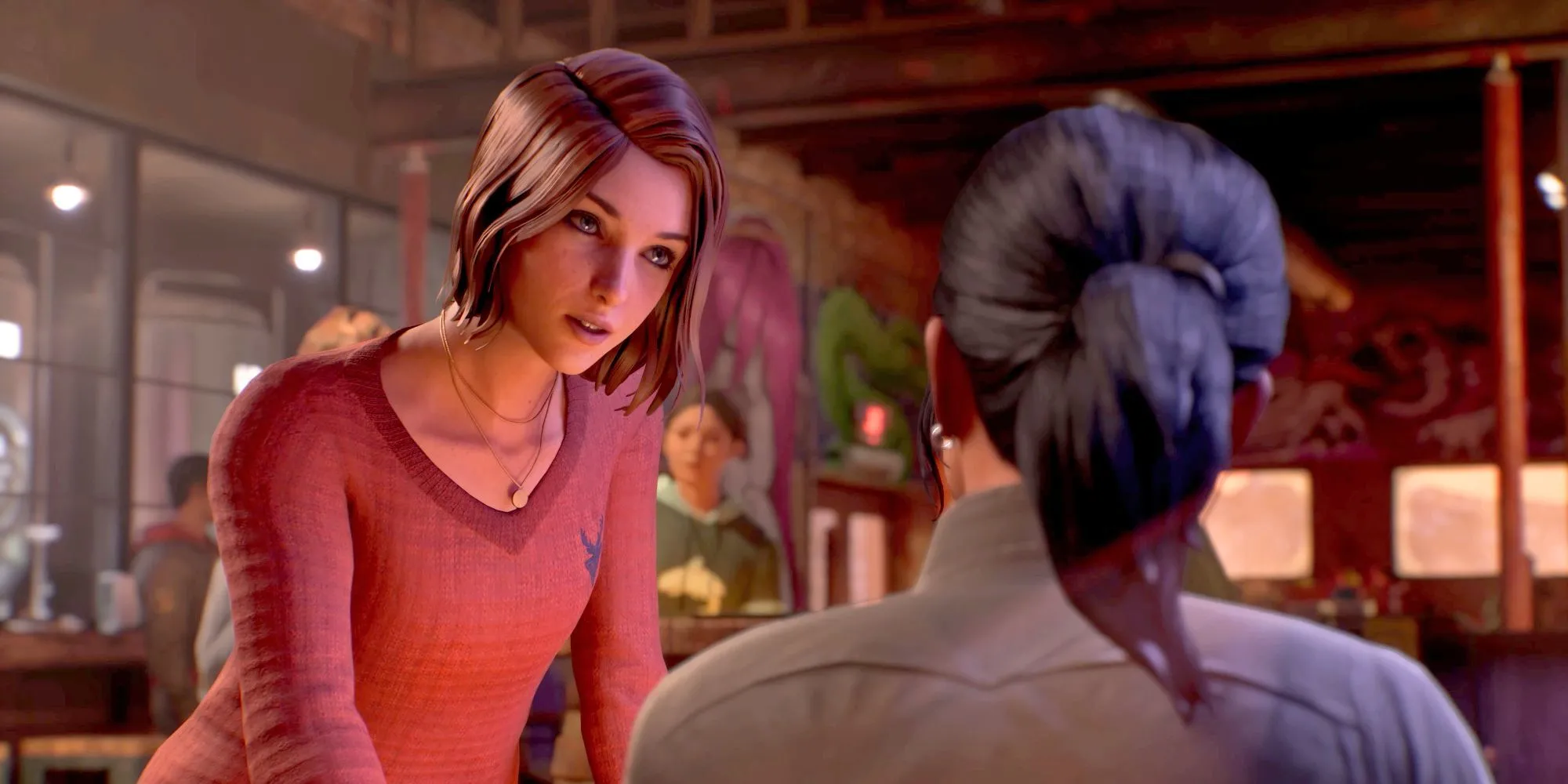 Max Caufield đối thoại với Safi trong Life is Strange: Double Exposure, thể hiện cơ chế chuyển đổi thực tại