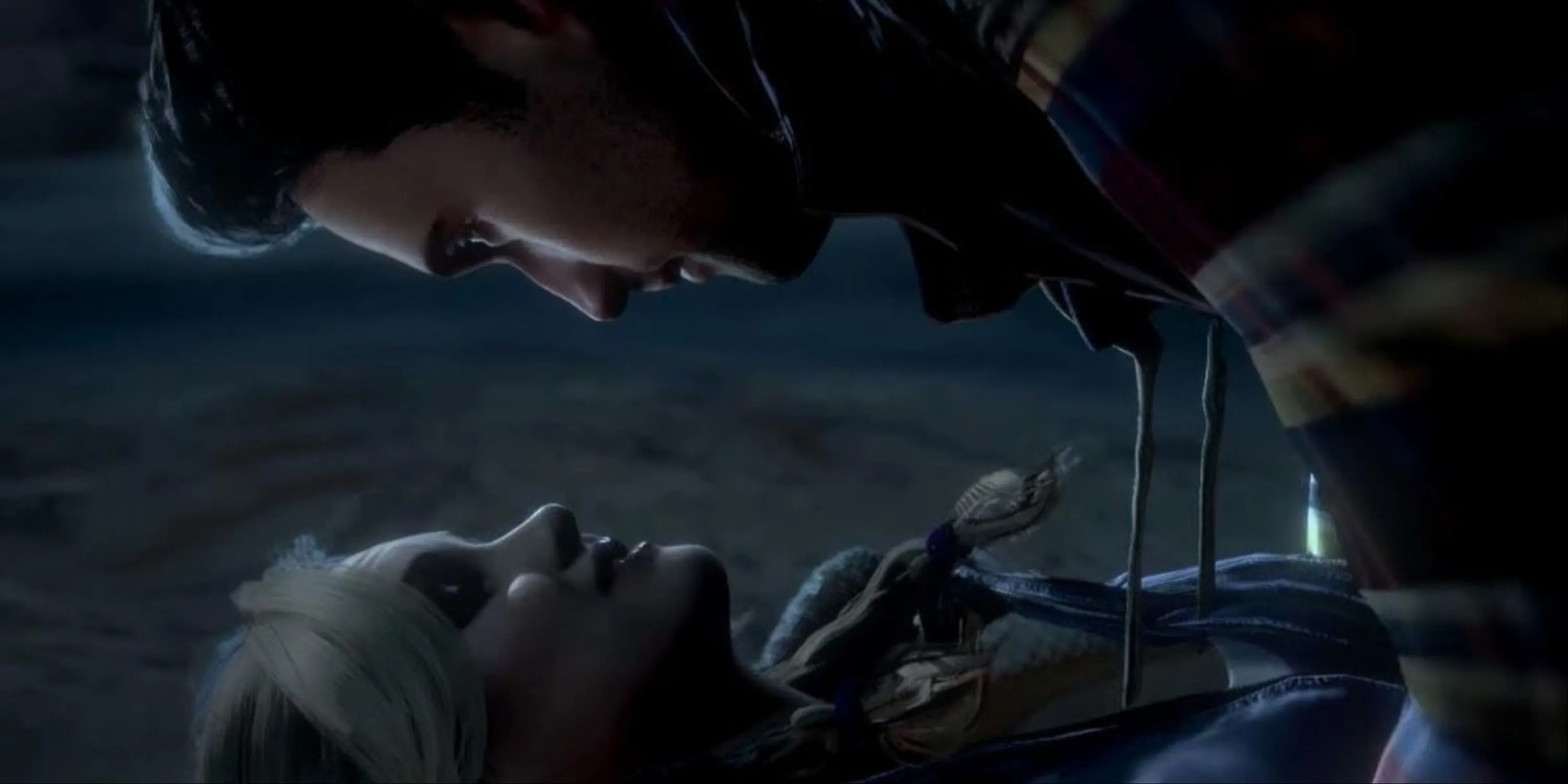 Mike dựa vào Jess chuẩn bị hôn trong Until Dawn