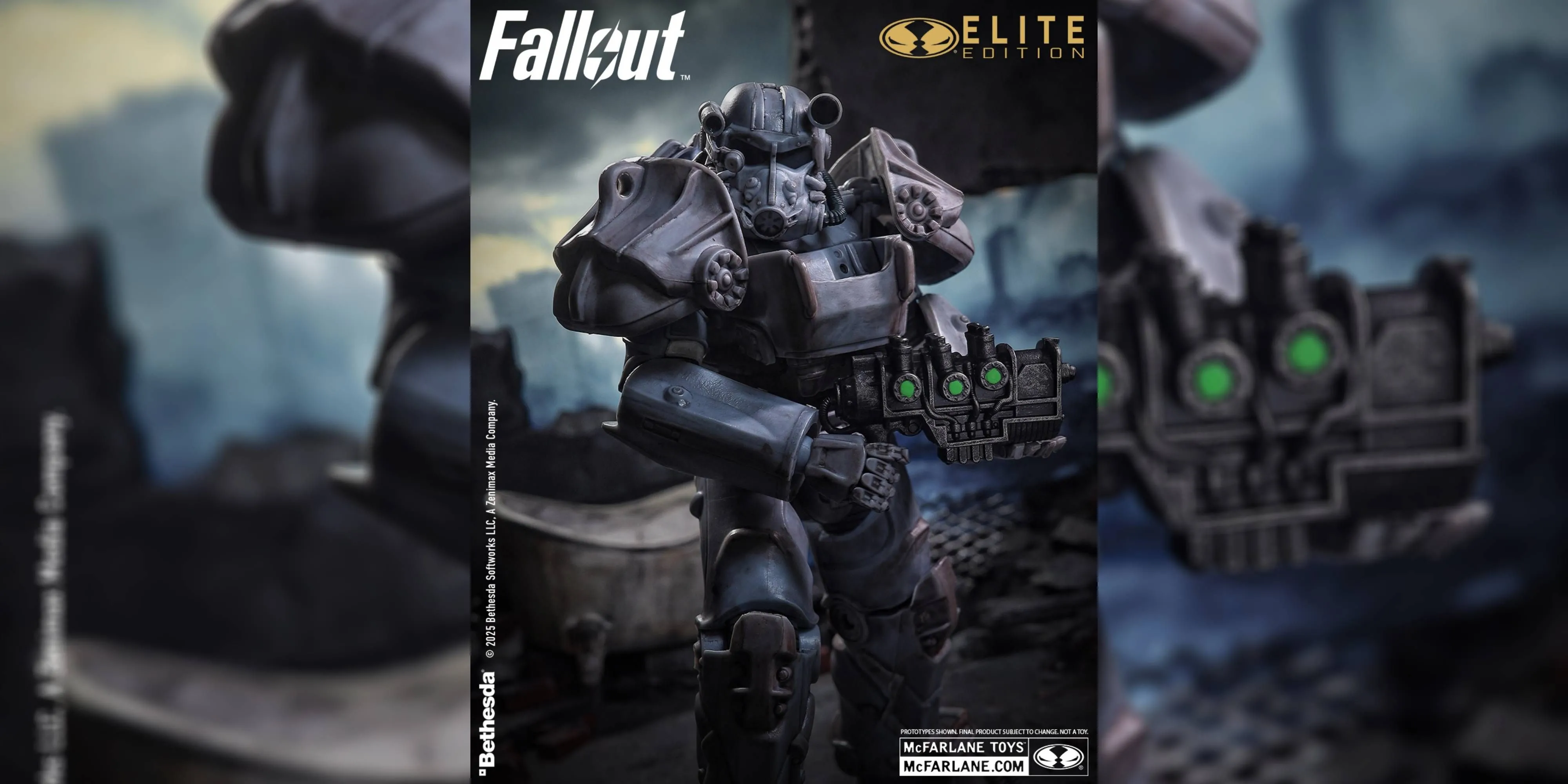Mô hình T-60 Power Armor từ Fallout 76 với chi tiết giáp và vũ khí hạng nặng