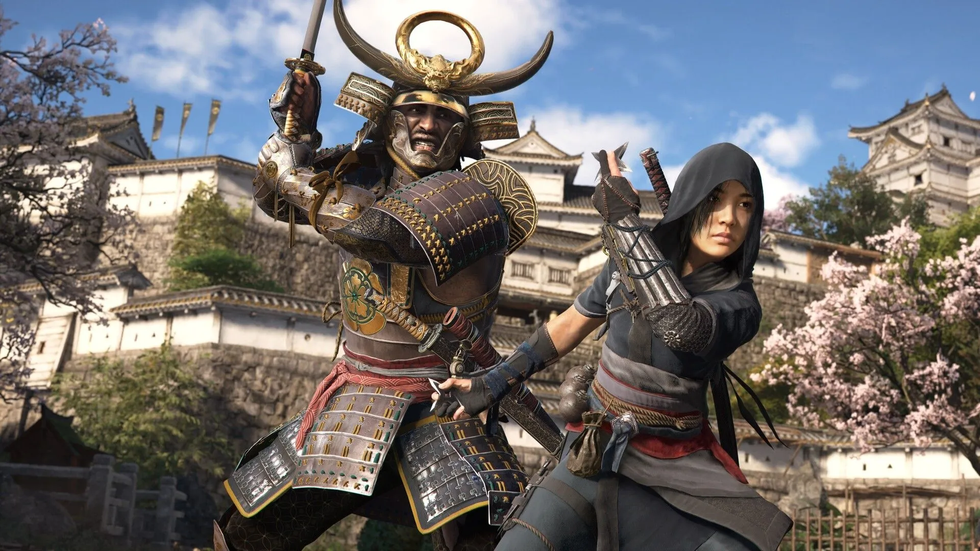Naoe và Yasuke trong trận chiến, thể hiện đa dạng lối chơi trong Assassin's Creed Shadows