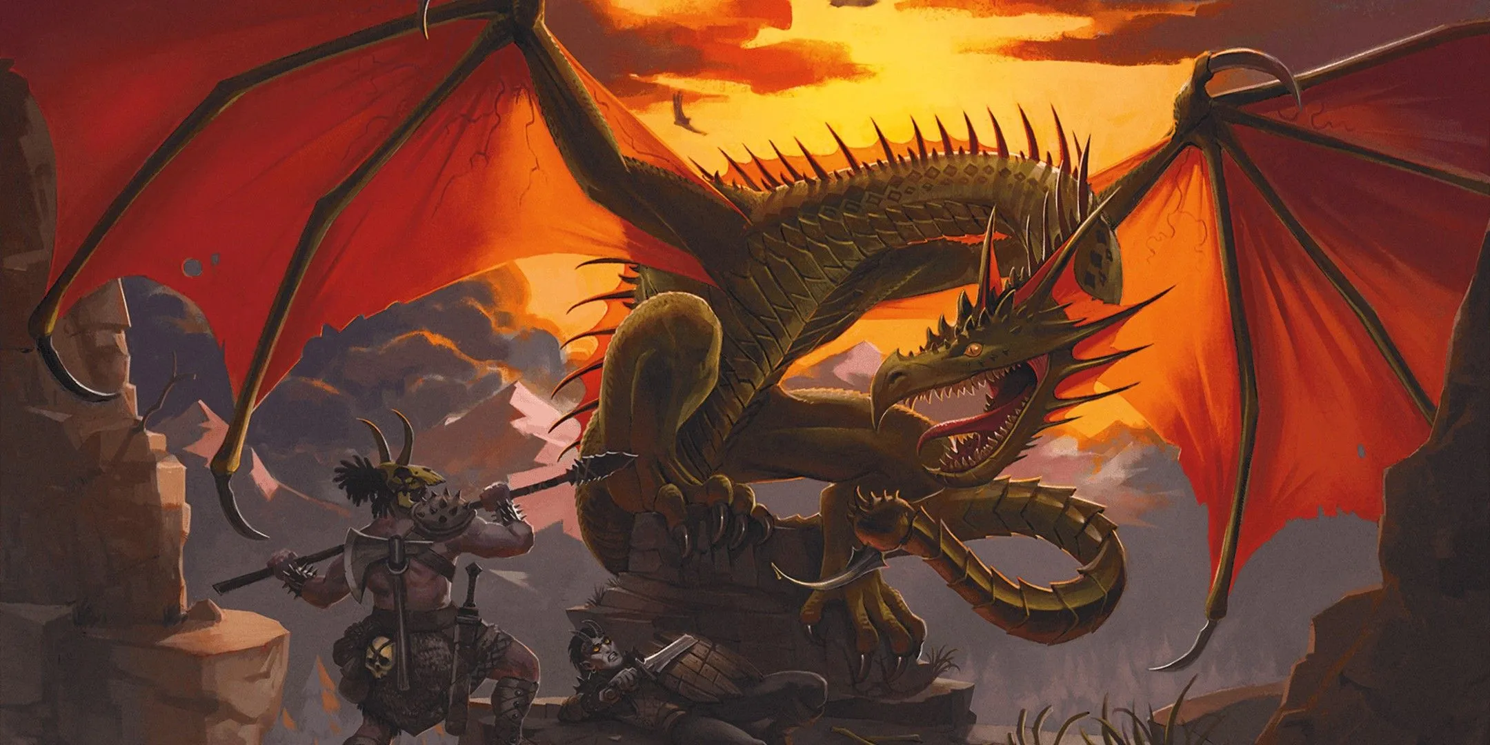 Nhà thám hiểm đối mặt với một Wyvern hùng mạnh trong D&amp;D