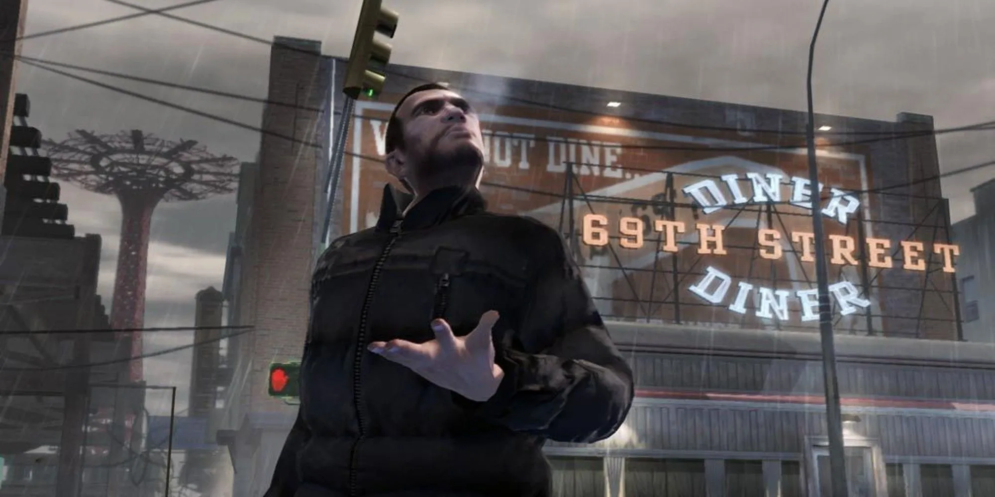 Niko Bellic, nhân vật chính của GTA IV, đang hút thuốc tại Liberty City, biểu tượng của sự gai góc
