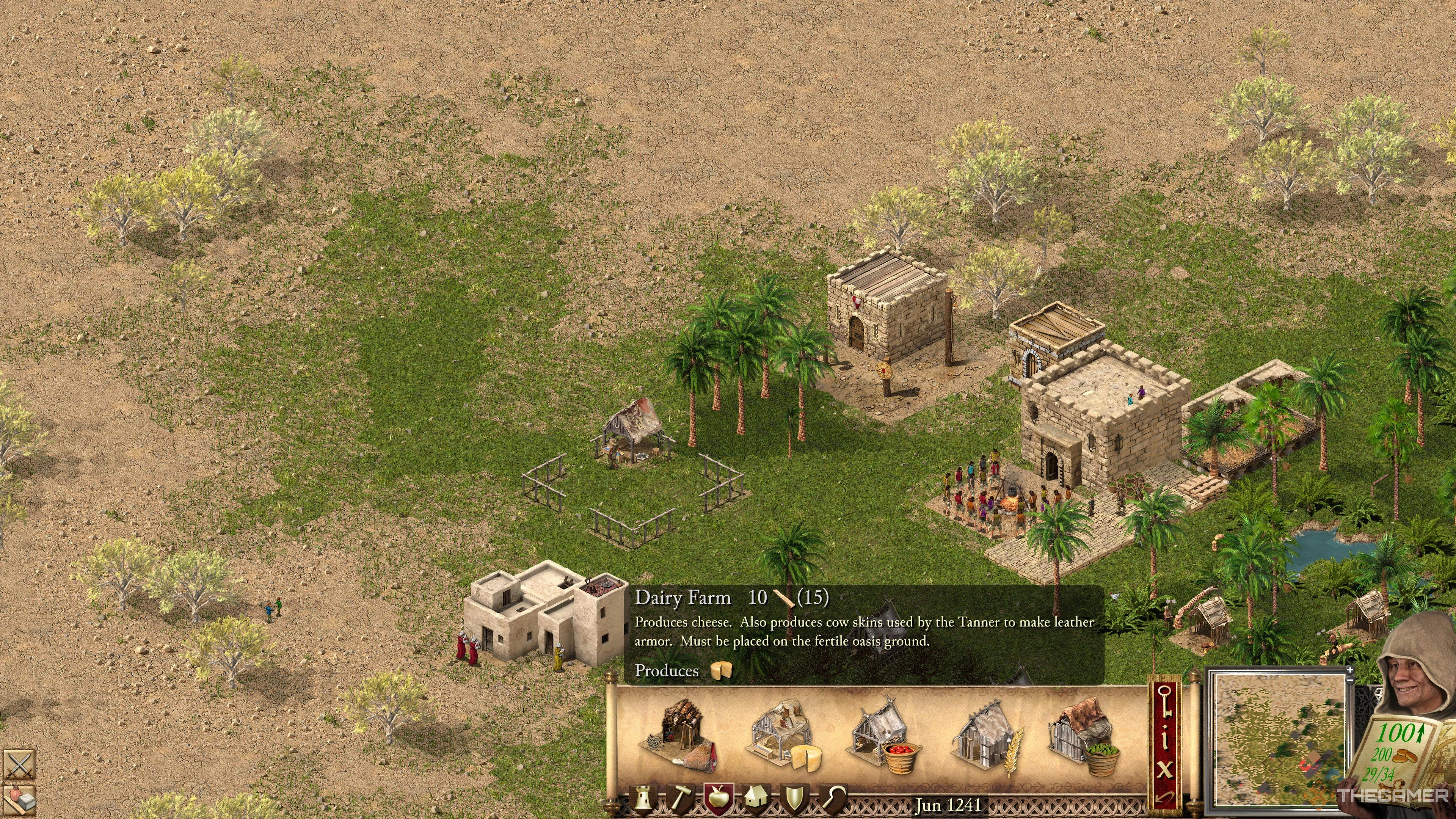 Nông trại bò sữa, cung cấp phô mai và da thuộc thiết yếu trong Stronghold Crusader Definitive Edition.