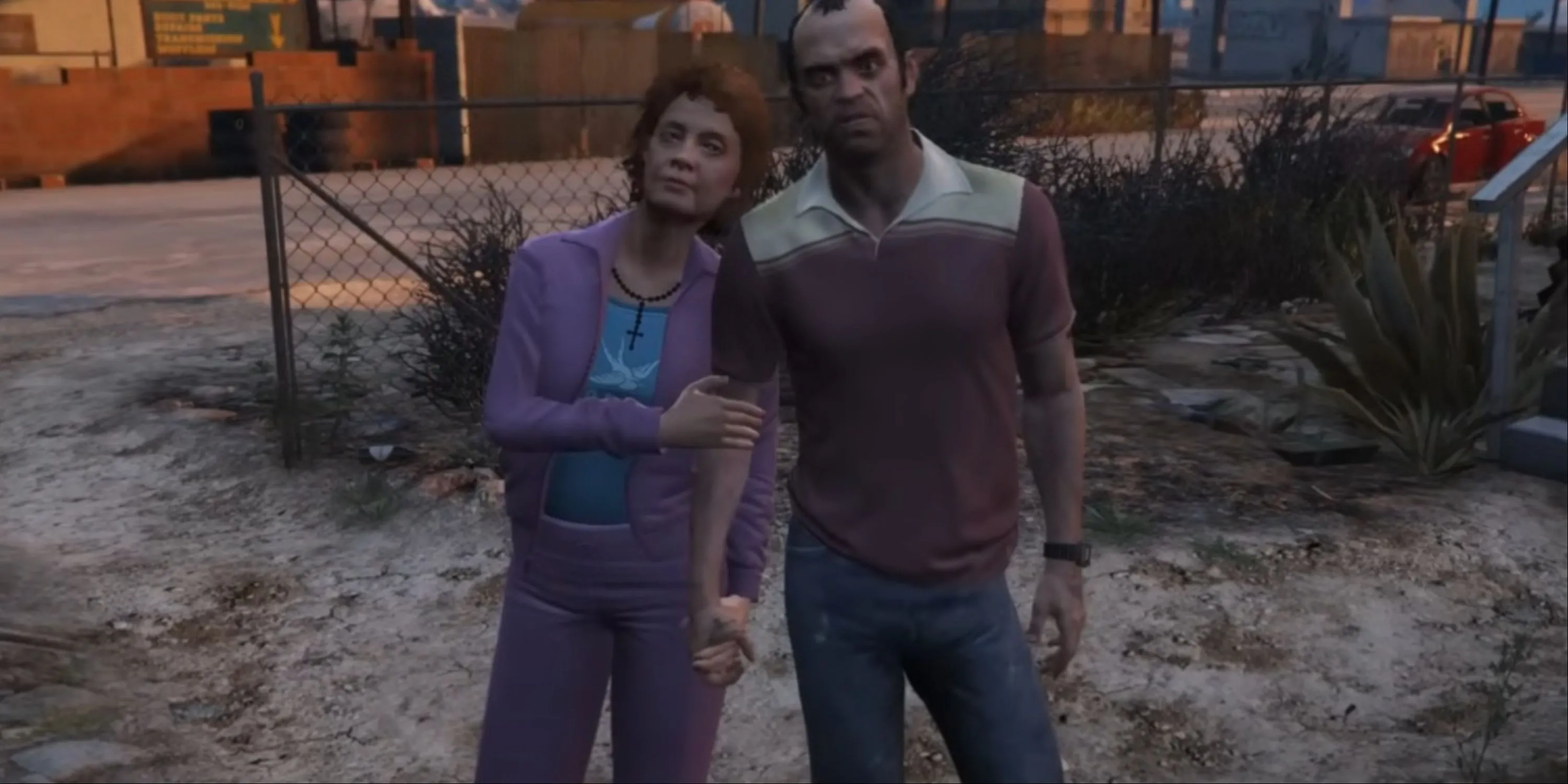 Patricia ôm Trevor trong GTA 5