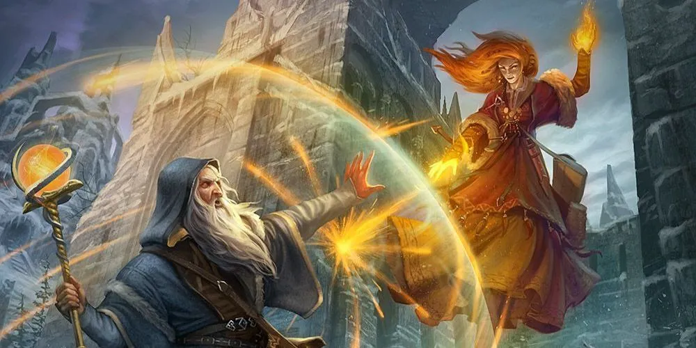 Pháp sư D&amp;D sử dụng phép thuật Phái Trừ Tà để bảo vệ đồng đội khỏi kẻ thù