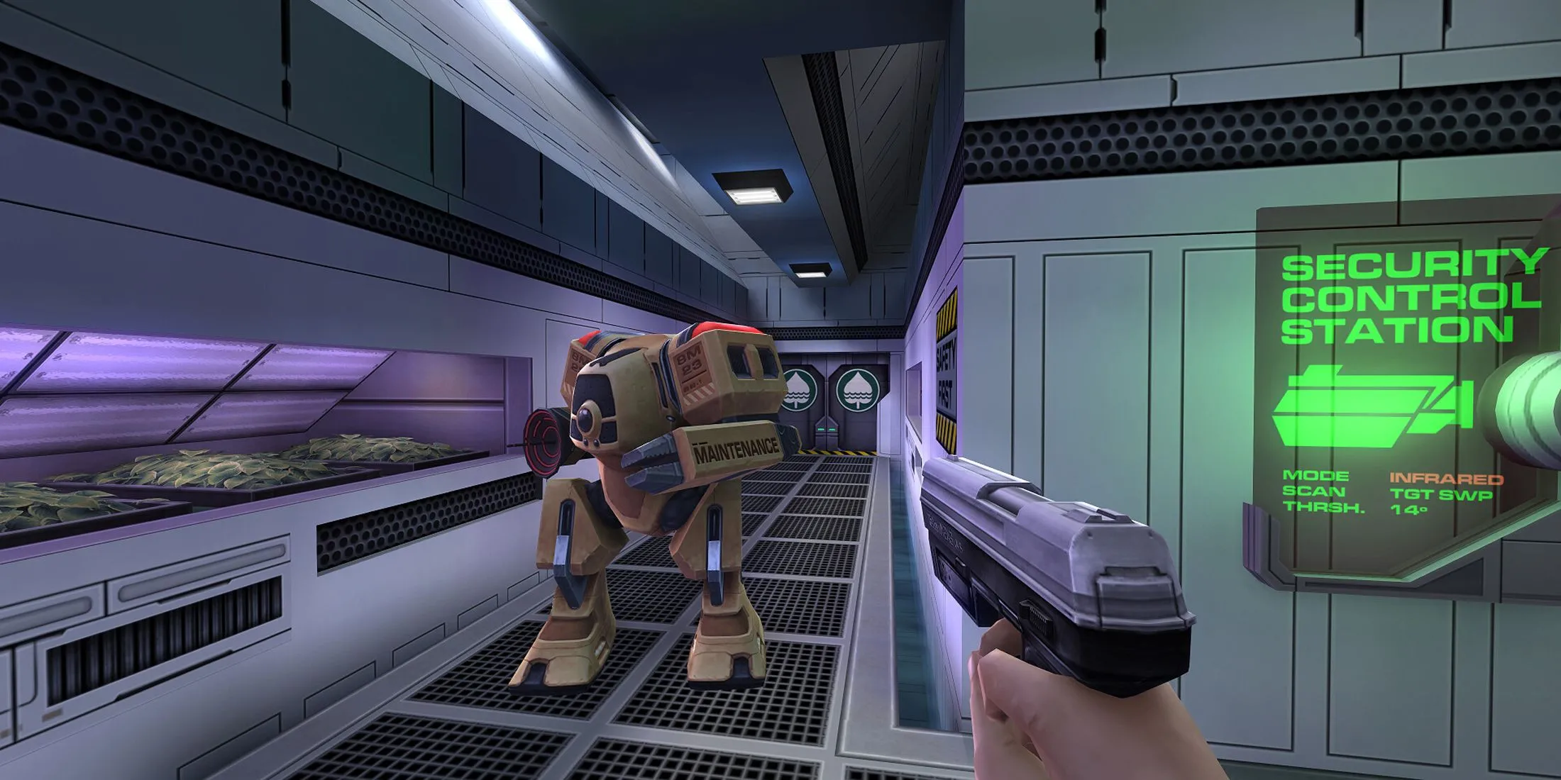 Robot thù địch xuất hiện trong System Shock 2 Remastered, mang đến nhiều loại kẻ thù đa dạng.