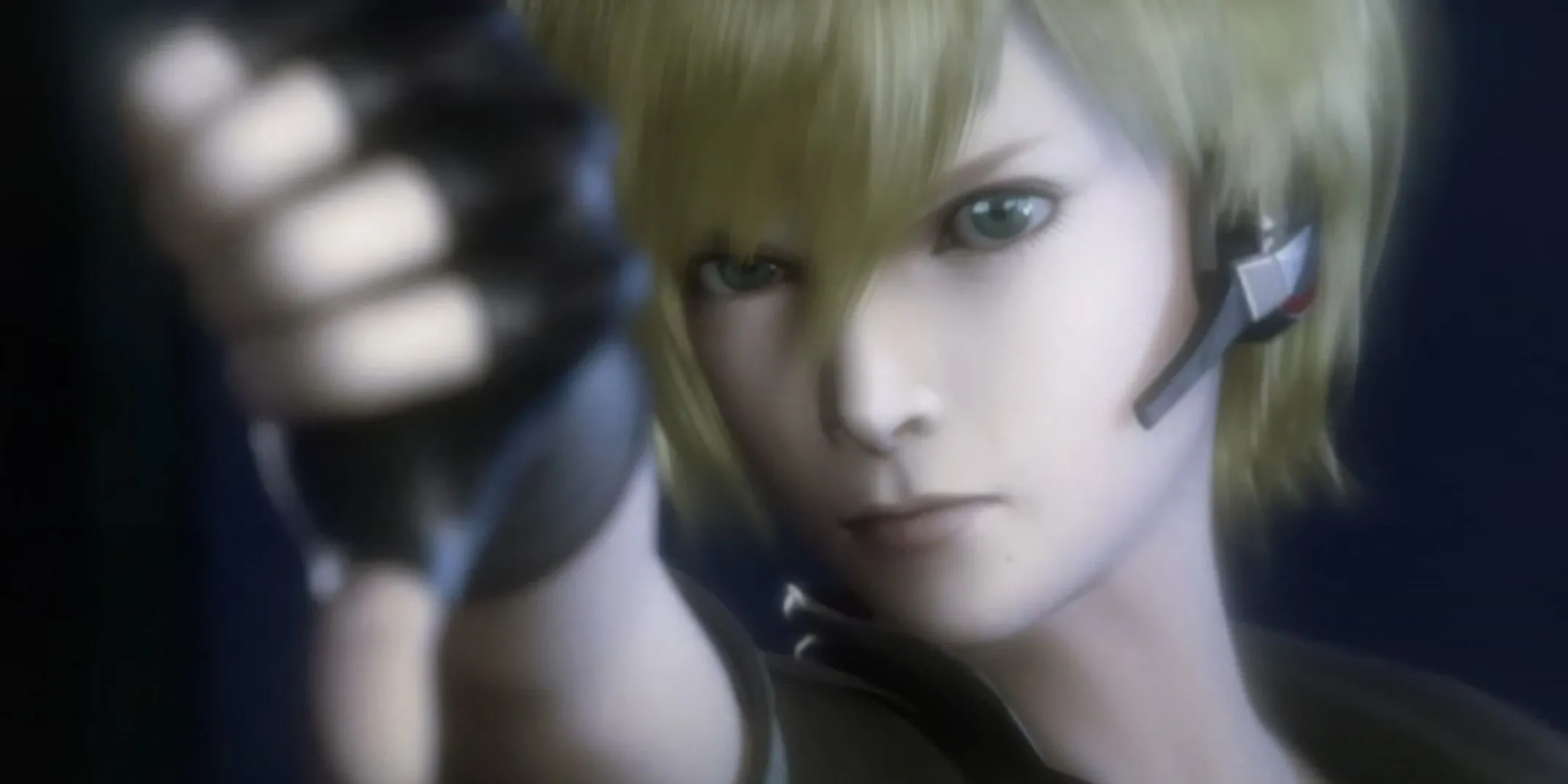Samus Aran biểu cảm khó chịu với ngón cái chỉ xuống trong Metroid Other M, phản ánh sự thất vọng
