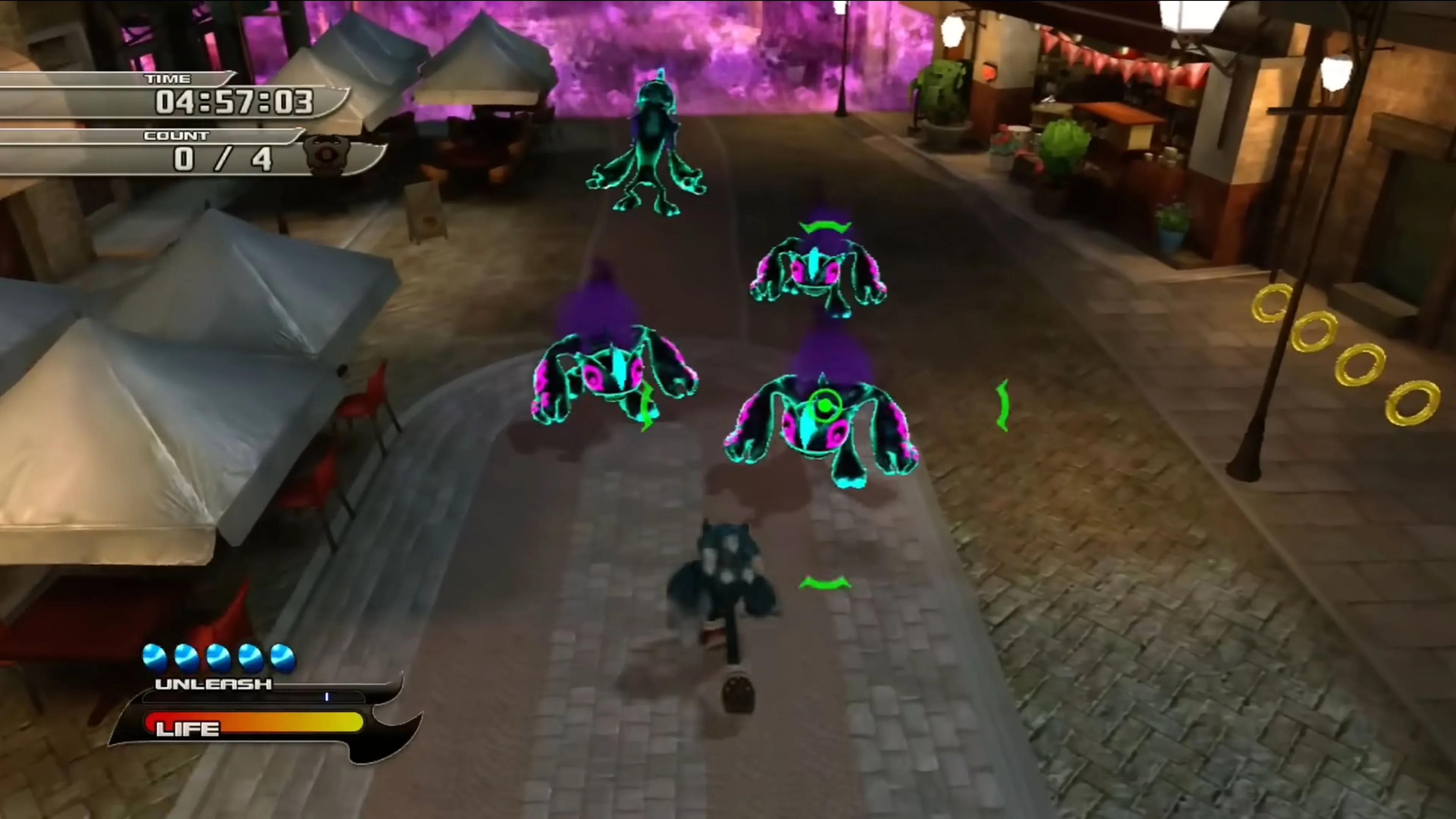 Sonic Werehog trong màn chơi đêm của Sonic Unleashed
