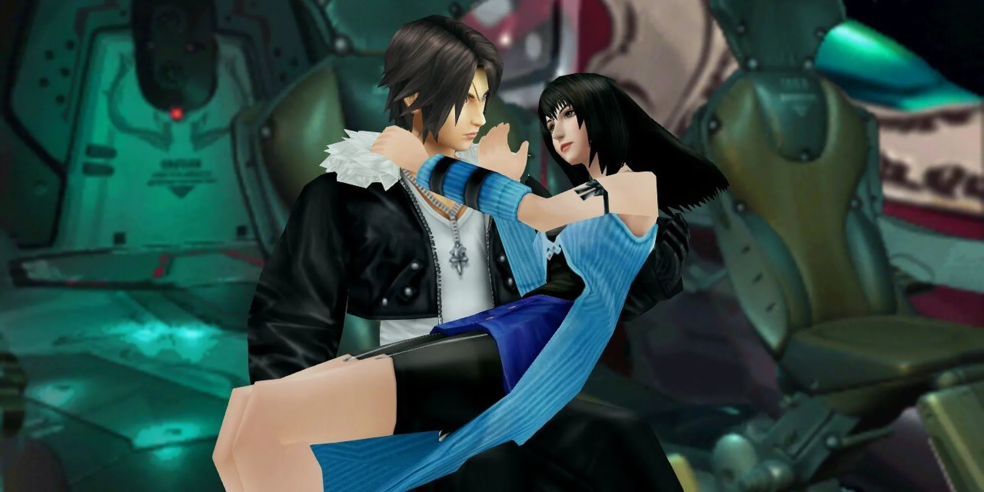 Squall Leonhart ôm Rinoa Heartilly, biểu tượng tình yêu trong Final Fantasy 8