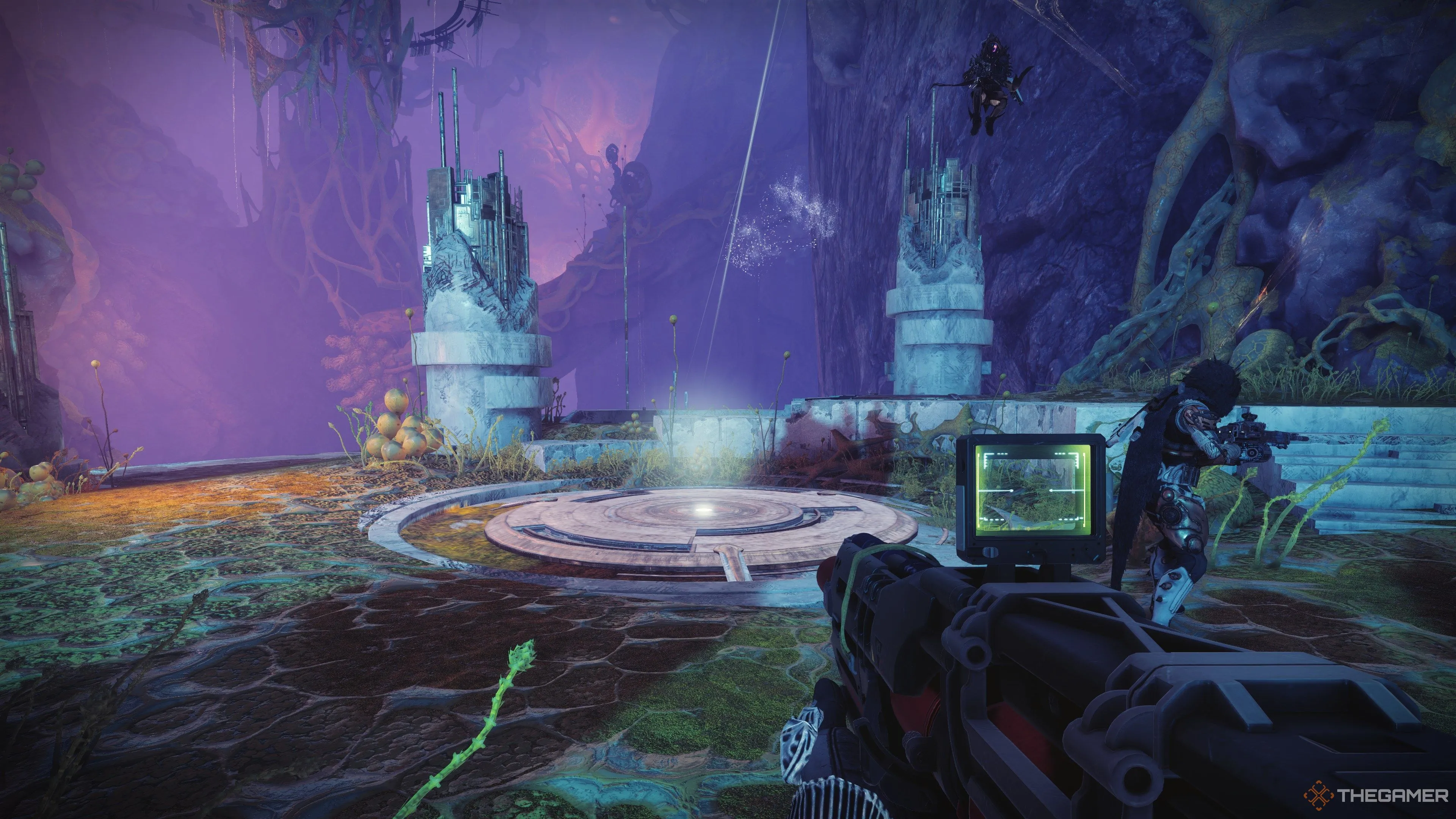 Tấm bệ phải và vị trí xuất hiện của Iatros trong Destiny 2 Desert Perpetual raid