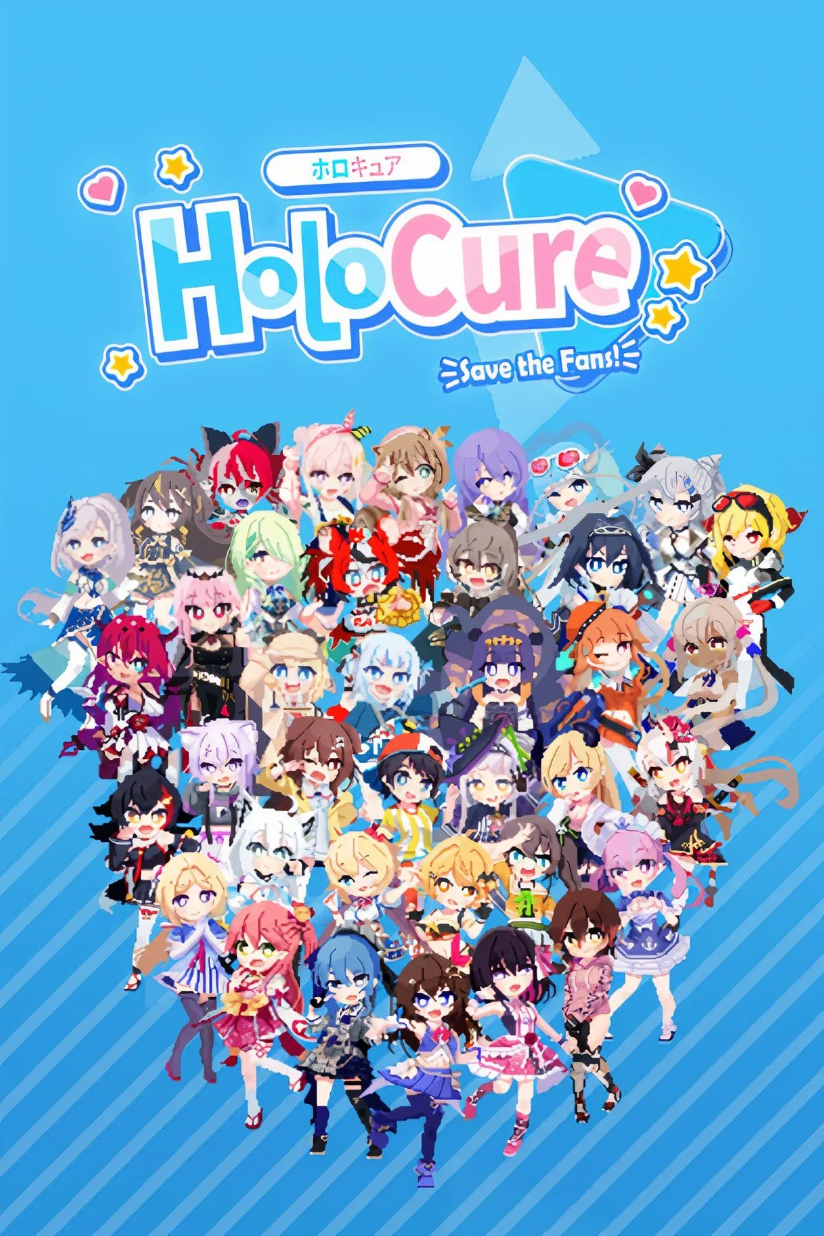 Tập hợp các cảnh chiến đấu và nhân vật trong HoloCure - Save The Fans!, minh họa phong cách roguelike bullet heaven.