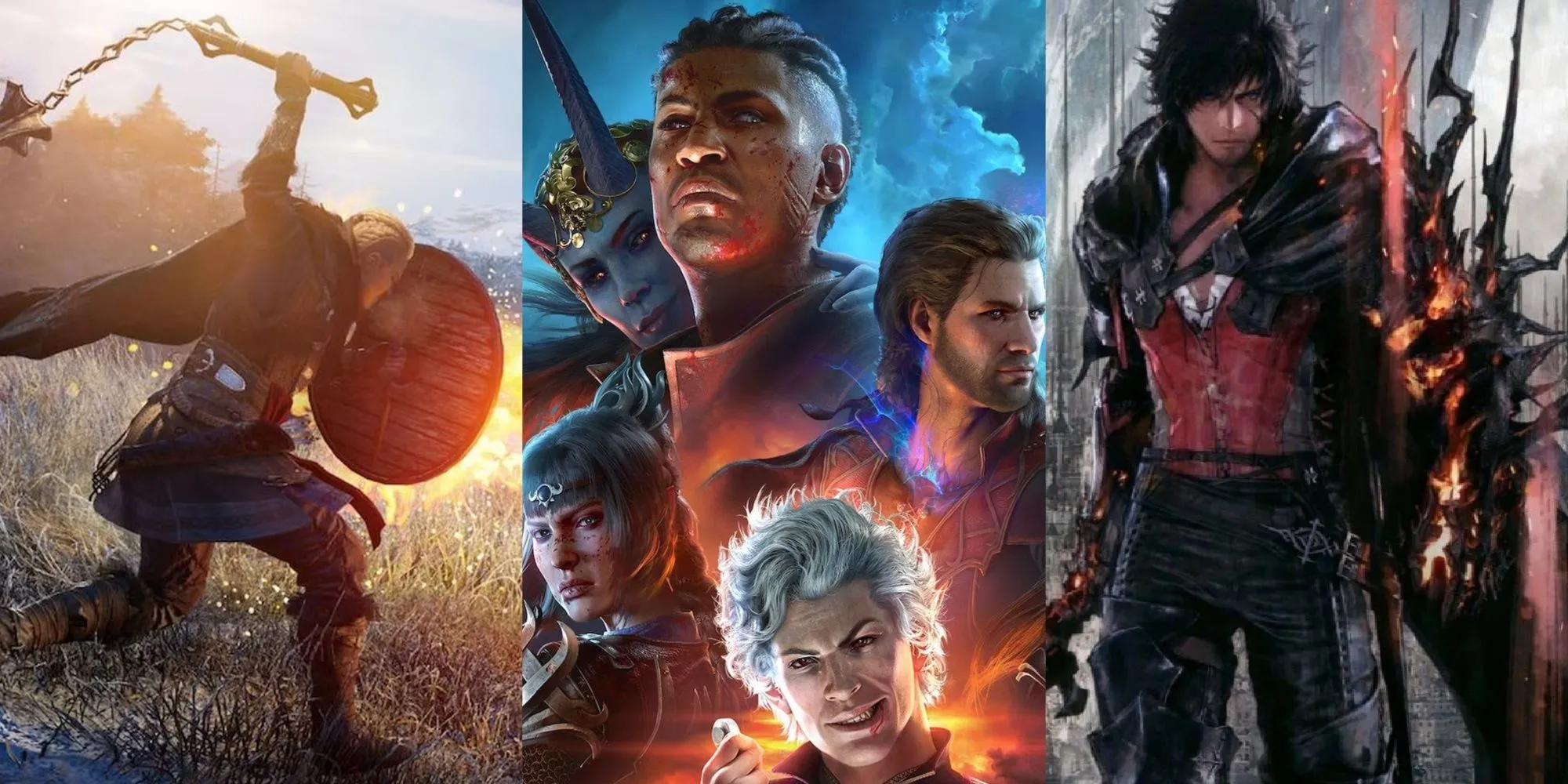 Tập hợp các nhân vật nổi bật từ những game RPG lớn như Assassin's Creed Valhalla và Baldur's Gate 3, đại diện cho những trải nghiệm game dài hơi.